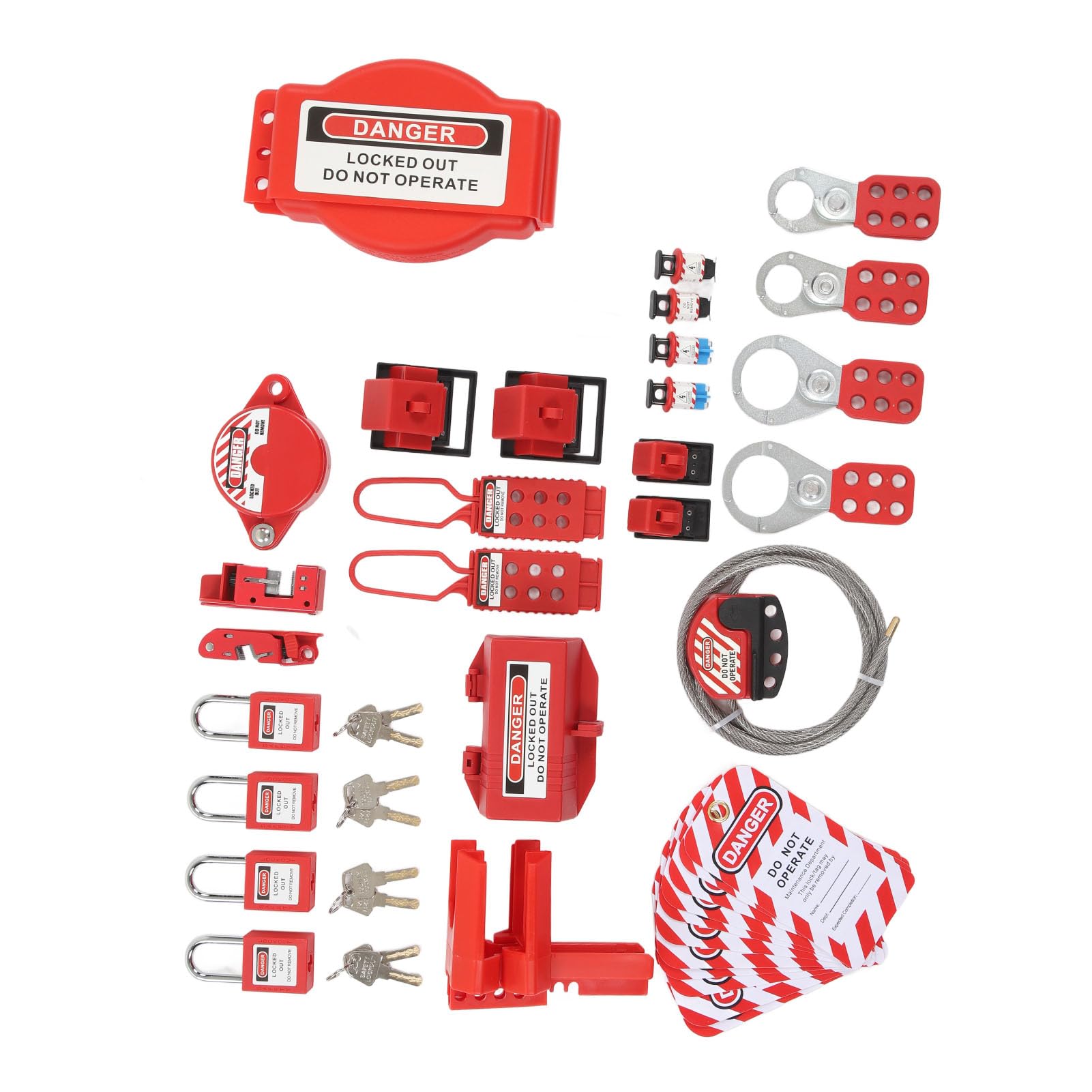 Kit de Etiqueta de Bloqueo de 47 Piezas, Cerraduras Seguras para Equipos Industriales, Combinación de Combinación de Candados de Seguridad Eléctrica con Etiquetas de Seguridad,