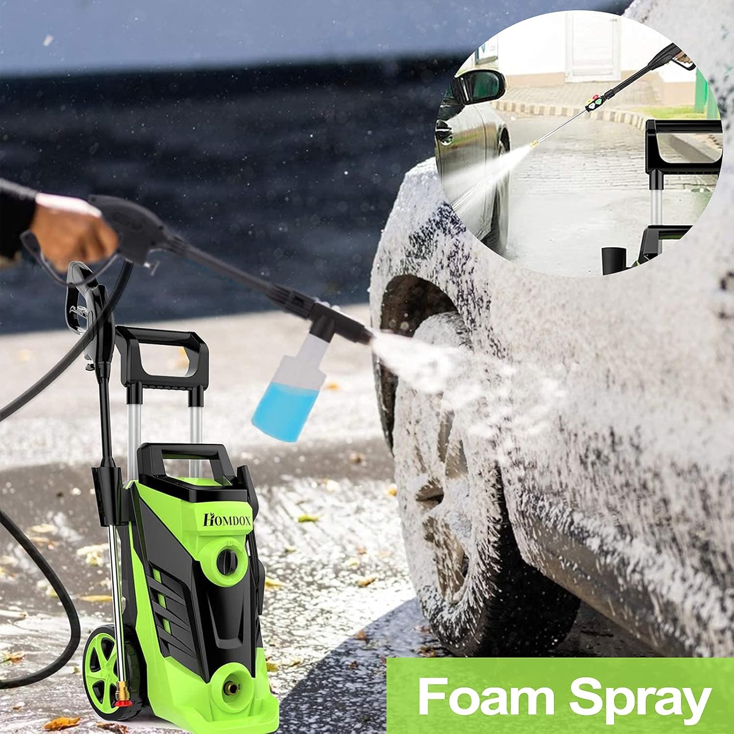Crаzу Clеаrаnсе Electric Pressure Washer 2.25 GPM High Pressure Washer, 1800W High Pressure Washer, Professional Washer Cleaner with 4 Spray Nozzles, Foam Cannon (No Hose Reel_Green)