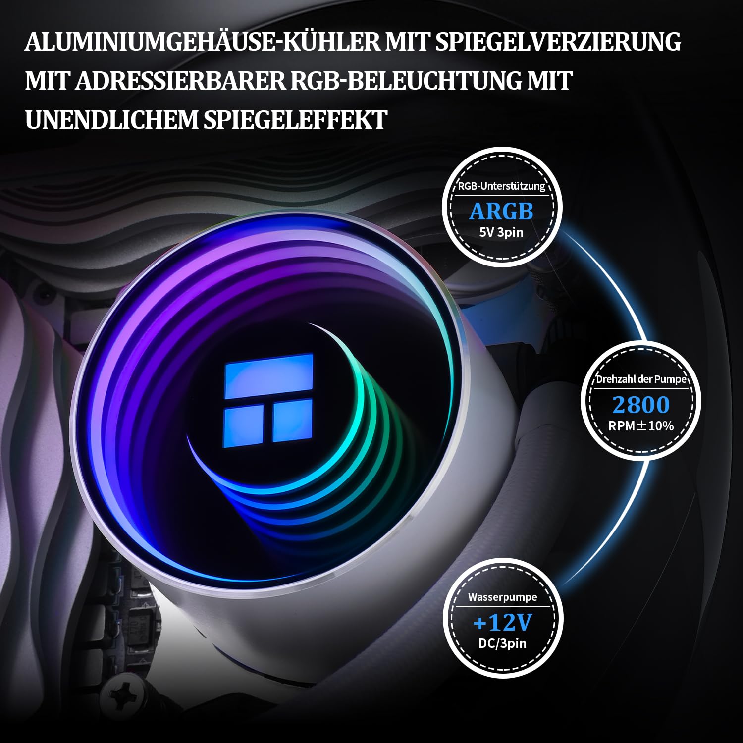 Thermalright Frozen Notte 120 ARGB White CPU enfriador de agua, refrigeración por agua ARGB, cabezal frío ARGB, adecuado para AMD:AM4/AM5,Intel LGA 1700/1851/1150/1151/1200