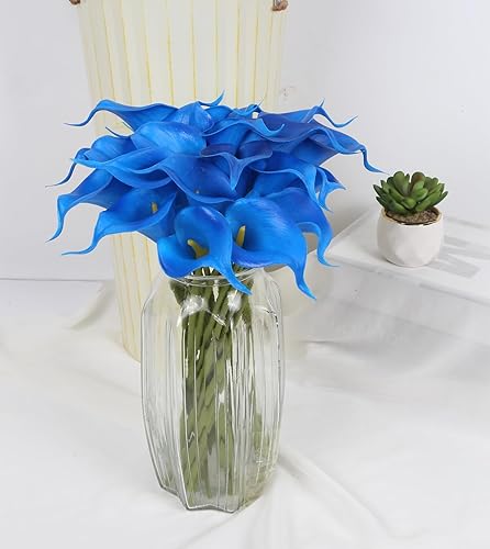 Miniatura 10 de IPOPU Flores artificiales de lirio de cala plateadas, 24 piezas de flores plateadas para bricolaje, ramos de boda, centros de mesa, despedidas de