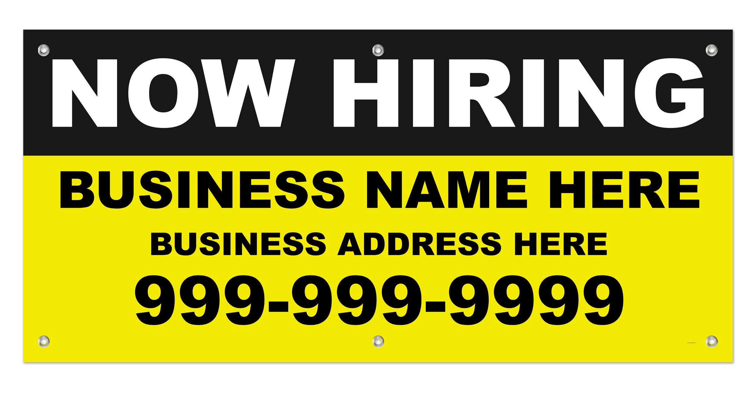 Custom Business Name Address Phone Number Now Hiring 24