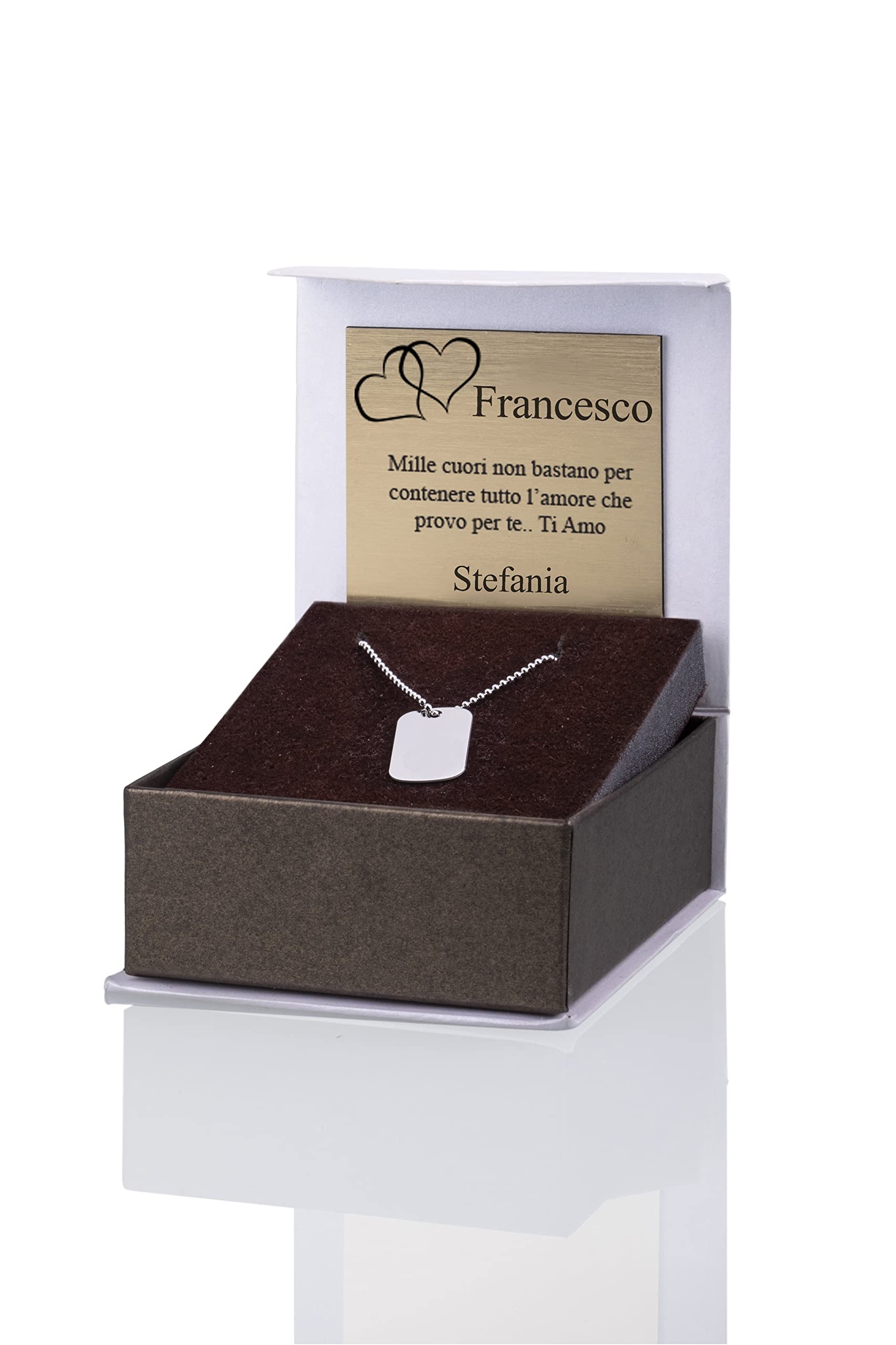 Sakrami Collana in Argento 925 con Piastrina Incidibile – Gioiello Elegante Uomo, Ragazzo – Idea Regalo per Compleanno, Anniversario, Natale, Festa del Papà + Confezione Regalo Personalizzata