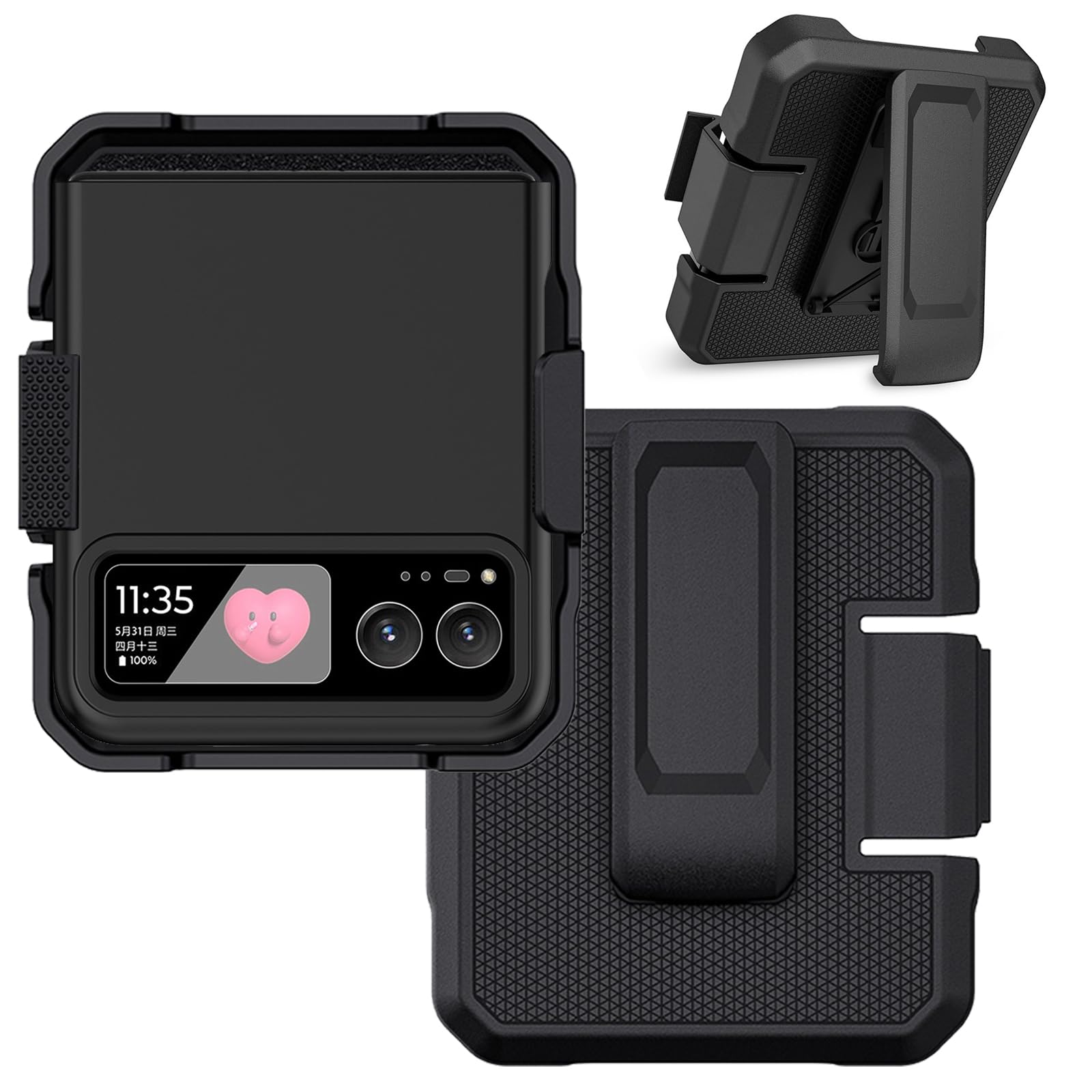 YQODSZ for Motorola Razr 2023 Slim Case with Clip, [Not fit Razr Plus 2023] Motorola Razr 2023 Phone Case & Hard Shell Cover with Belt Hip Holster Rotating Clip for Motorola Razr 2023 Black