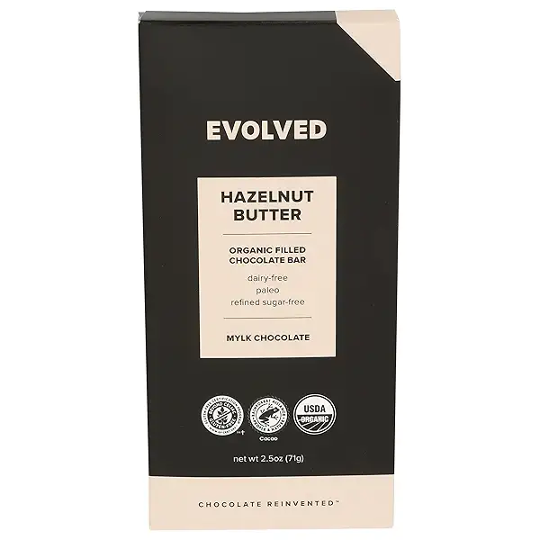 EVOLVED Organic Hazelnut Butter Filled Mylk Chocolate Bar, 2.5 OZ 1