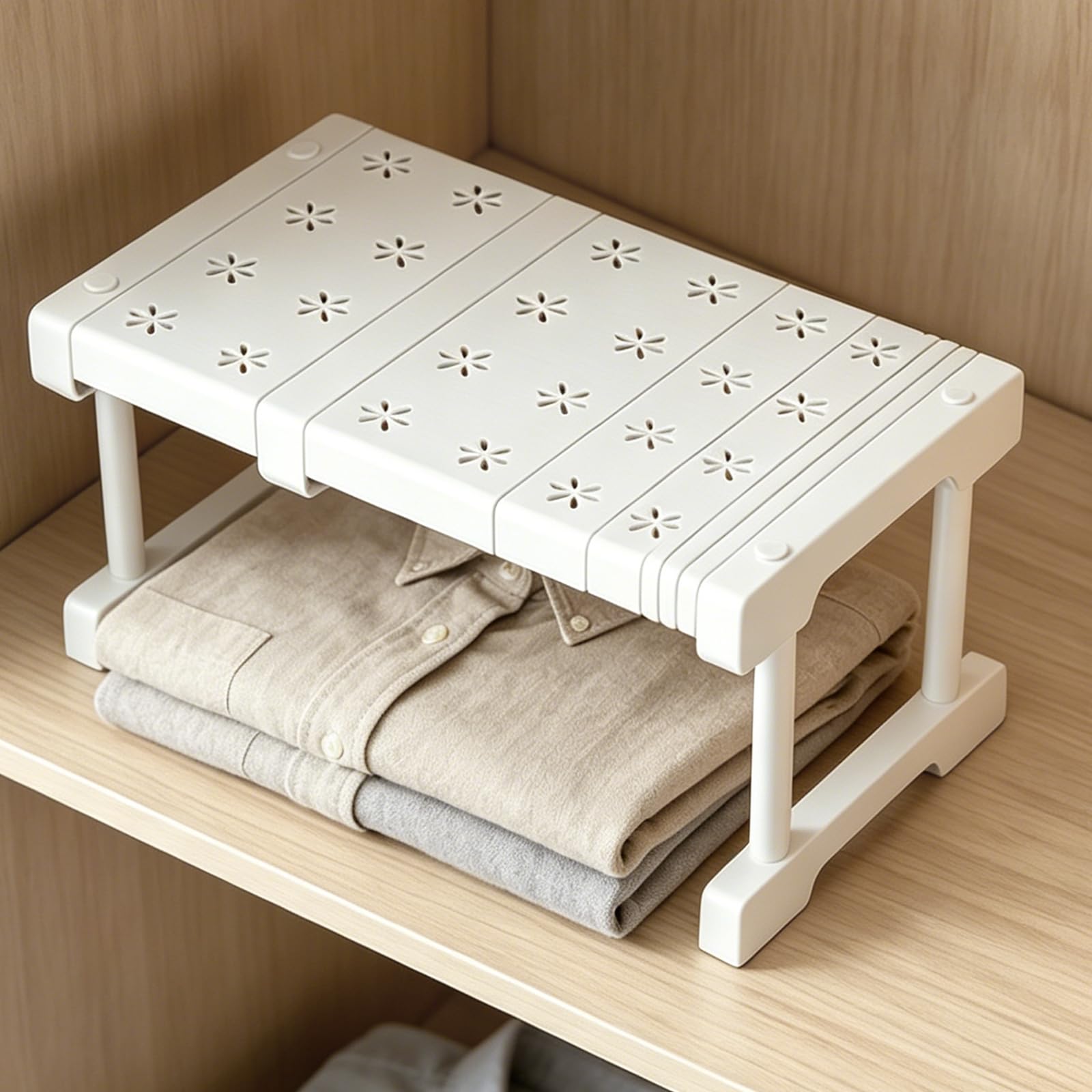 Scaffali regolabili per armadio, ripiani espandibili, larghezza 24 cm, altezza 22 cm, lunghezza regolabile 27-38 cm, per armadio, cucina, bagno