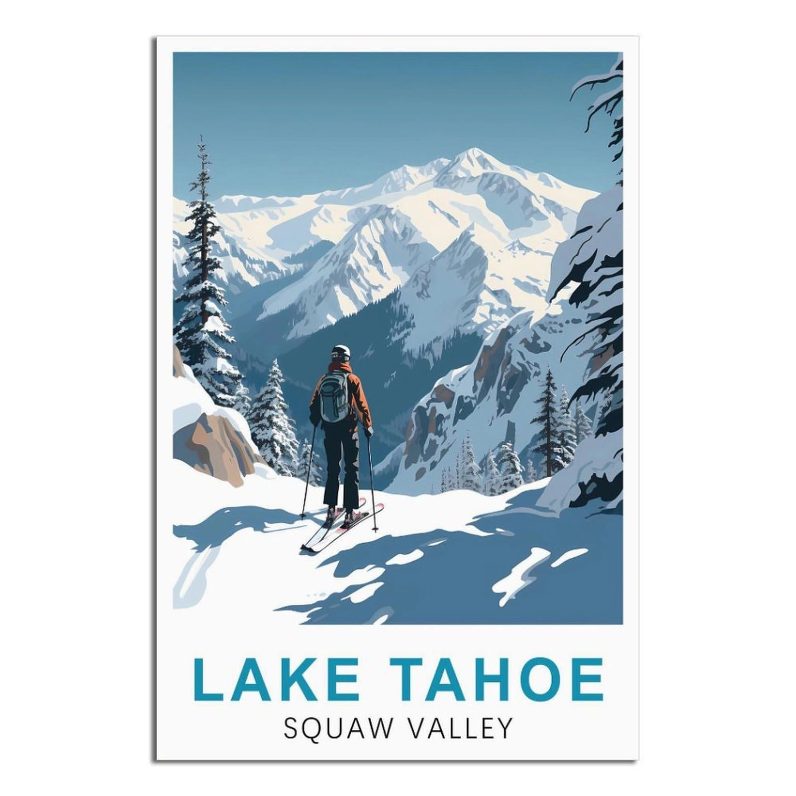 EZMLFA Diamond Painting Art Kits,Lake Tahoe Squaw Valley Ski,5D Diamond Painting Kit for Adults Beginners, DIY Full Round Drill Gem Art Kits for Home Decor 40x50cm