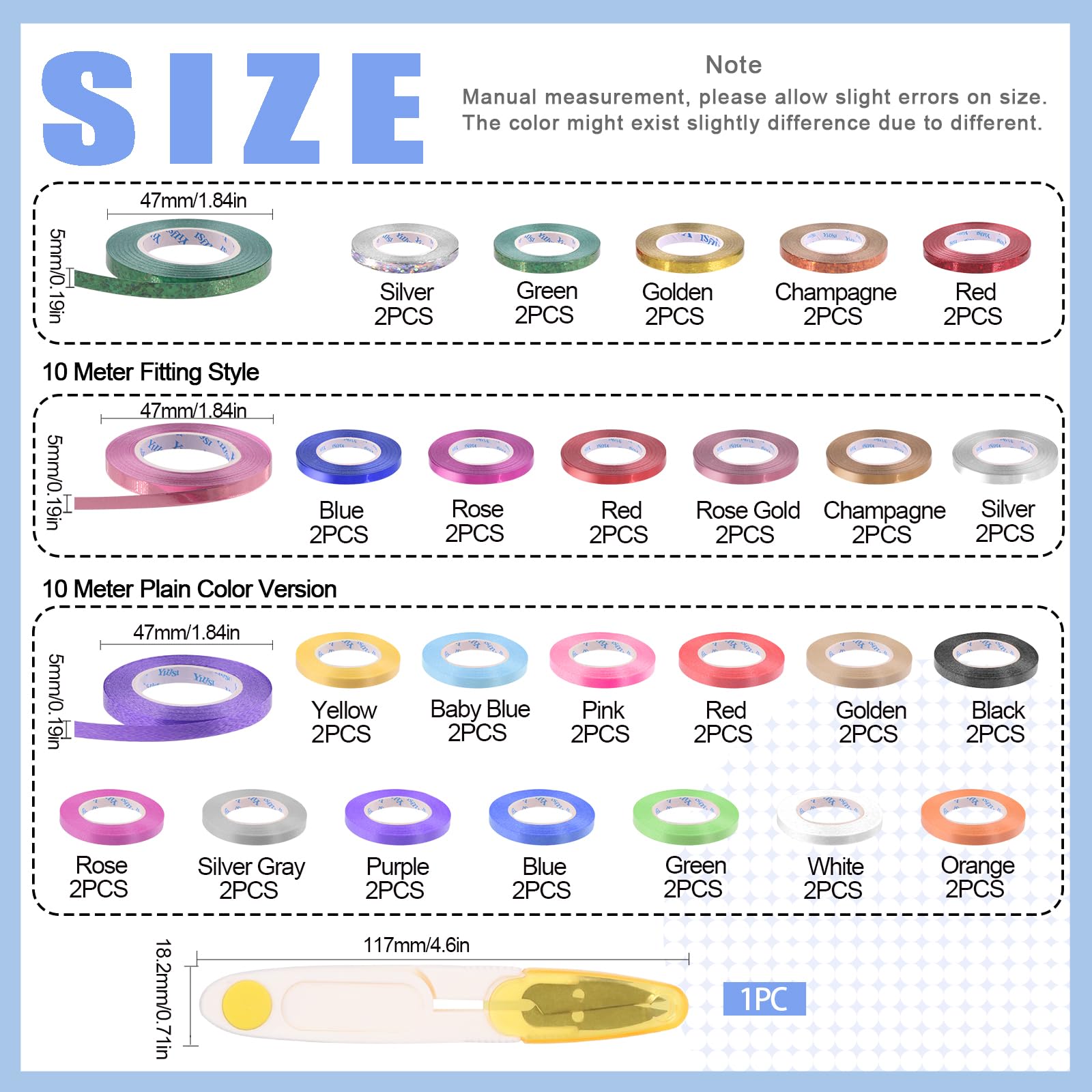 Glarks 49pcs 525Yards Curling Ribbons Set 3 Styles Multi Colors 1/5" Wide Crimped Curling Ribbon Metallic Curling Balloon Ribbon Gift Wrap Ribbon Christmas Ribbon with scissors for Festival Decoration - Image 2