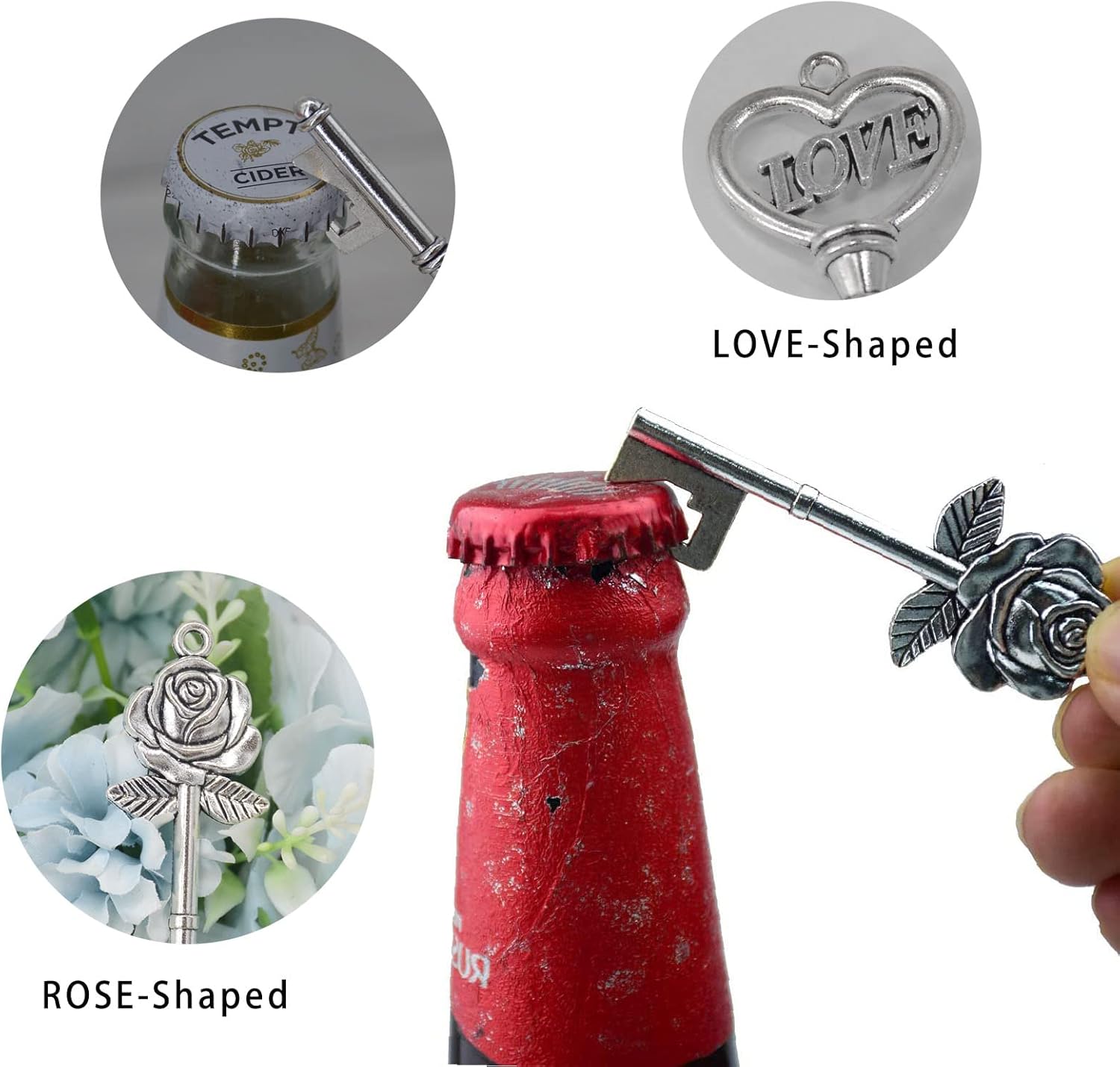 Makhry Skeleton Key Bottle Opener Wedding Favors 100pcs Guests Souvenir Gift set with Thank You Crads and Ribbons for Wedding Bridal Shower Party Favors(Silver)