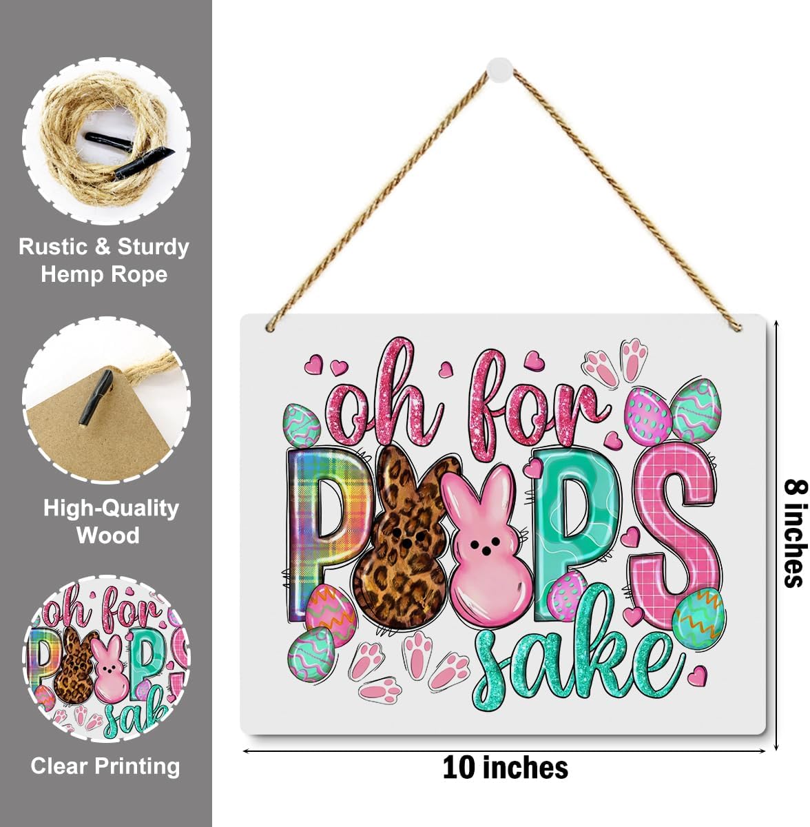 Easter Wall Decor Peeps Decorations Easter Sign Of for Peeps Sake Sign Wooden Wall Decor for Home Office Bedroom Living Room Oh For Peeps Sake