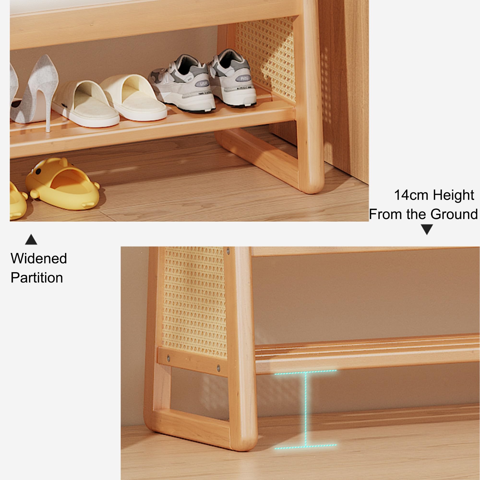 Banco Zapatero Entrada Recibidor con Asiento Banco Almacenaje Banqueta Dormitorio Banco Madera Banco Pie de Cama para Sala de Estar Pasillo(Off White,100cm/39.37in)