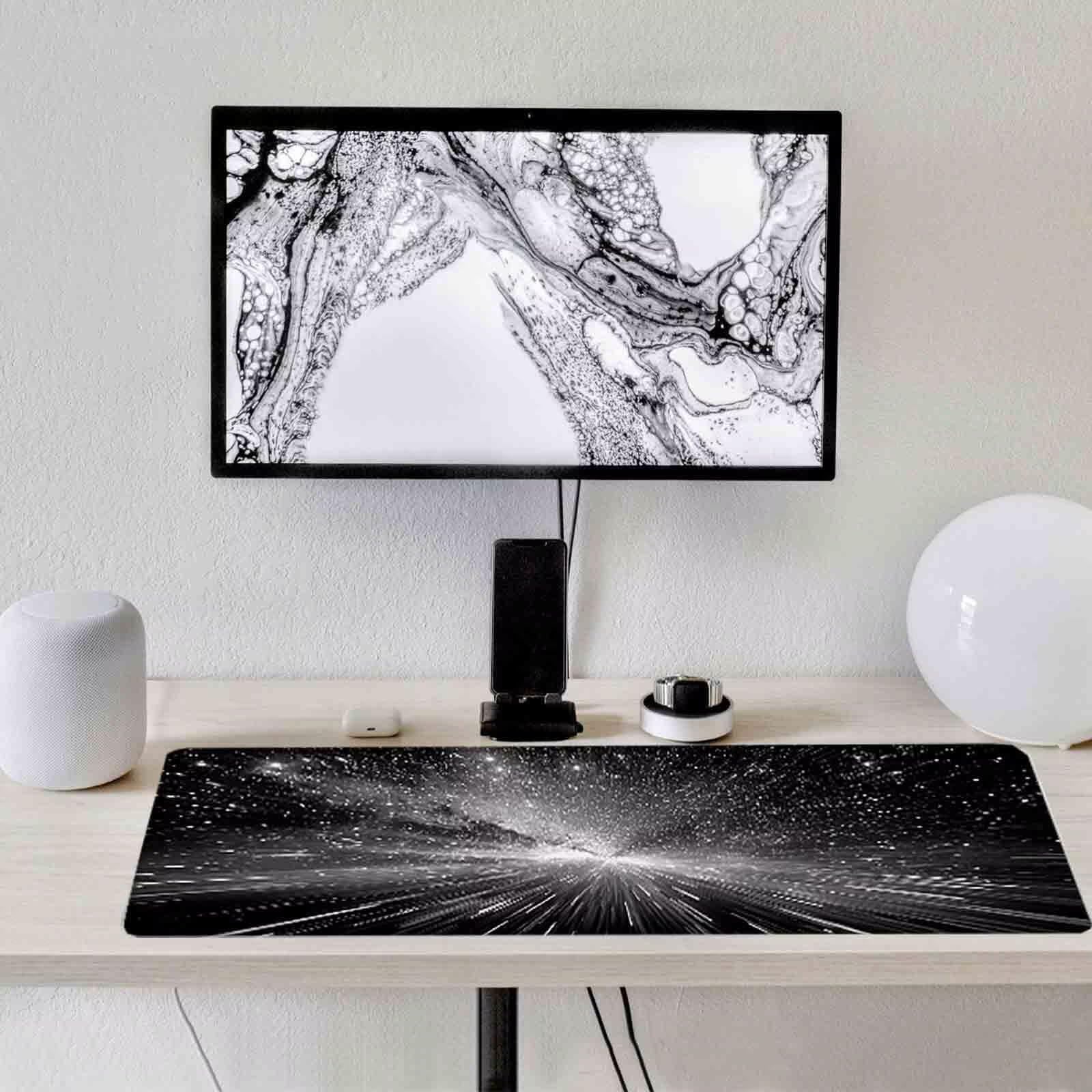Czarna podkładka pod mysz gwiaździste niebo XXL podkładka pod mysz 1200 x 600 mm ze zszytymi krawędziami i antypoślizgową gumową podstawą podkładka pod mysz XXL do komputera, laptopa, akcesoria