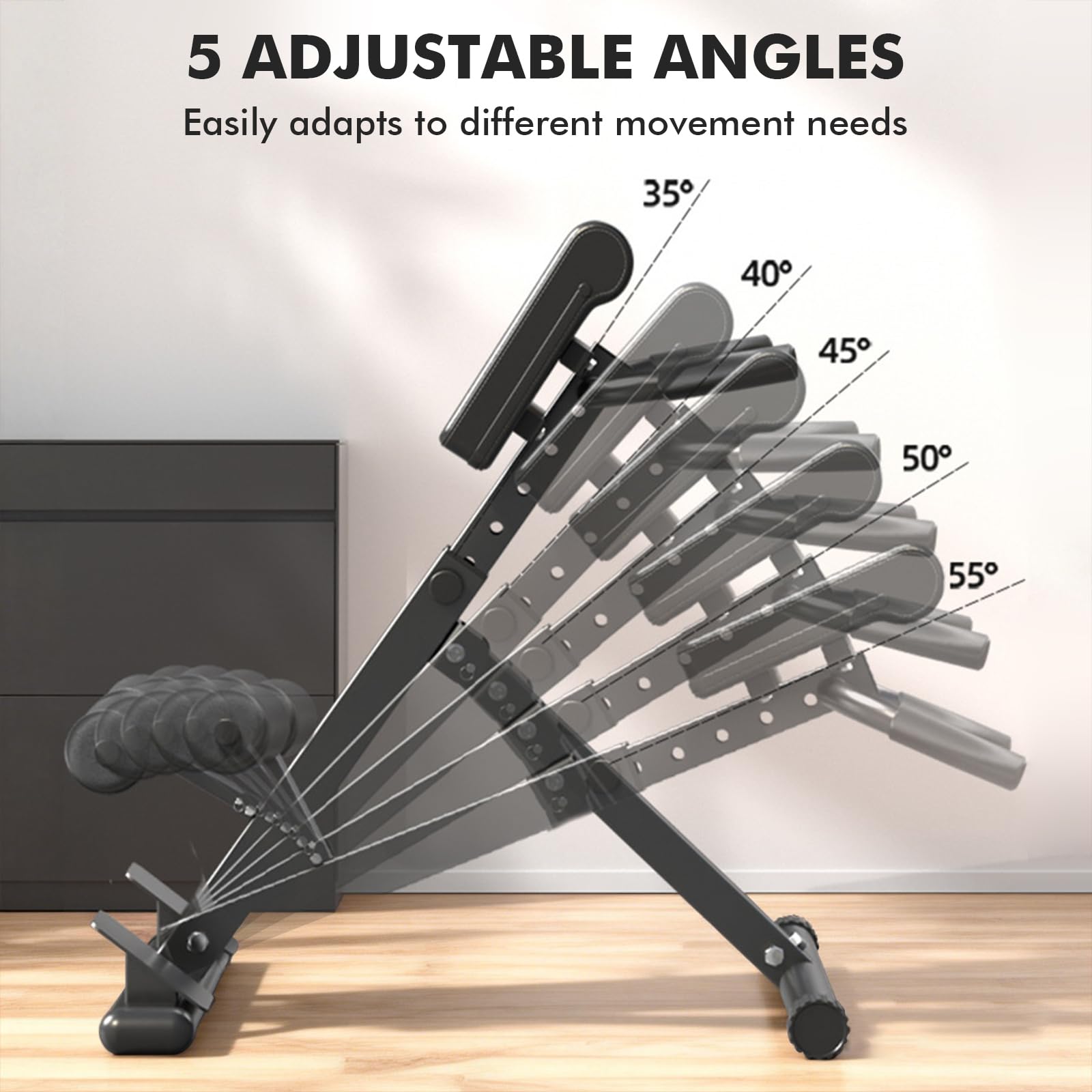 Hyperextension - Sedia romana pieghevole, allungamento della schiena e allenamento addominale, 8 sedie romane regolabili, panca per iperestensione, glutei, tendine del ginocchio, allenamento