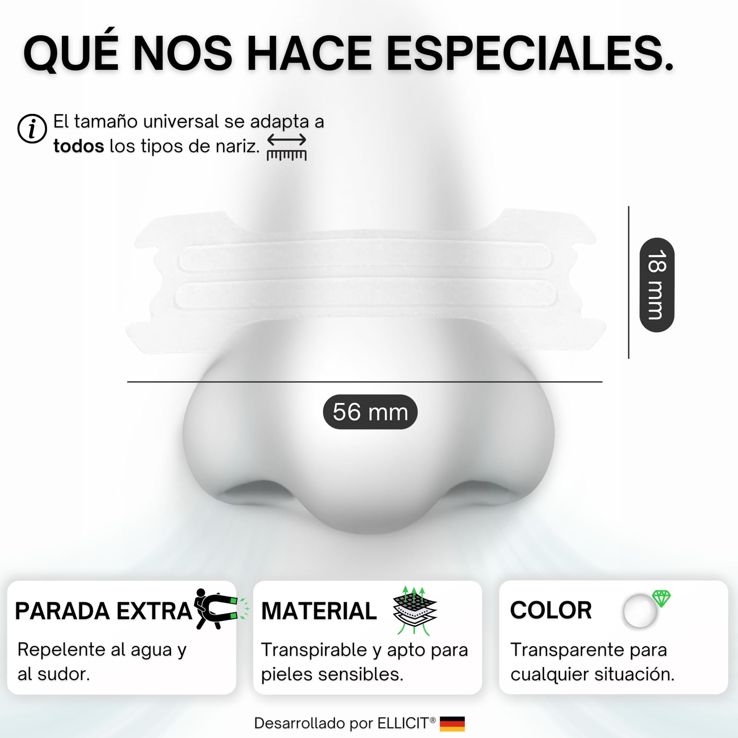 Ellicit Tiras Nasales Transparentes, paquete de 30 tiras nasales premium, contra los ronquidos, soporte extra para deportes y mejor calidad del sueño, mejor respiración con la nariz tapada — view 4