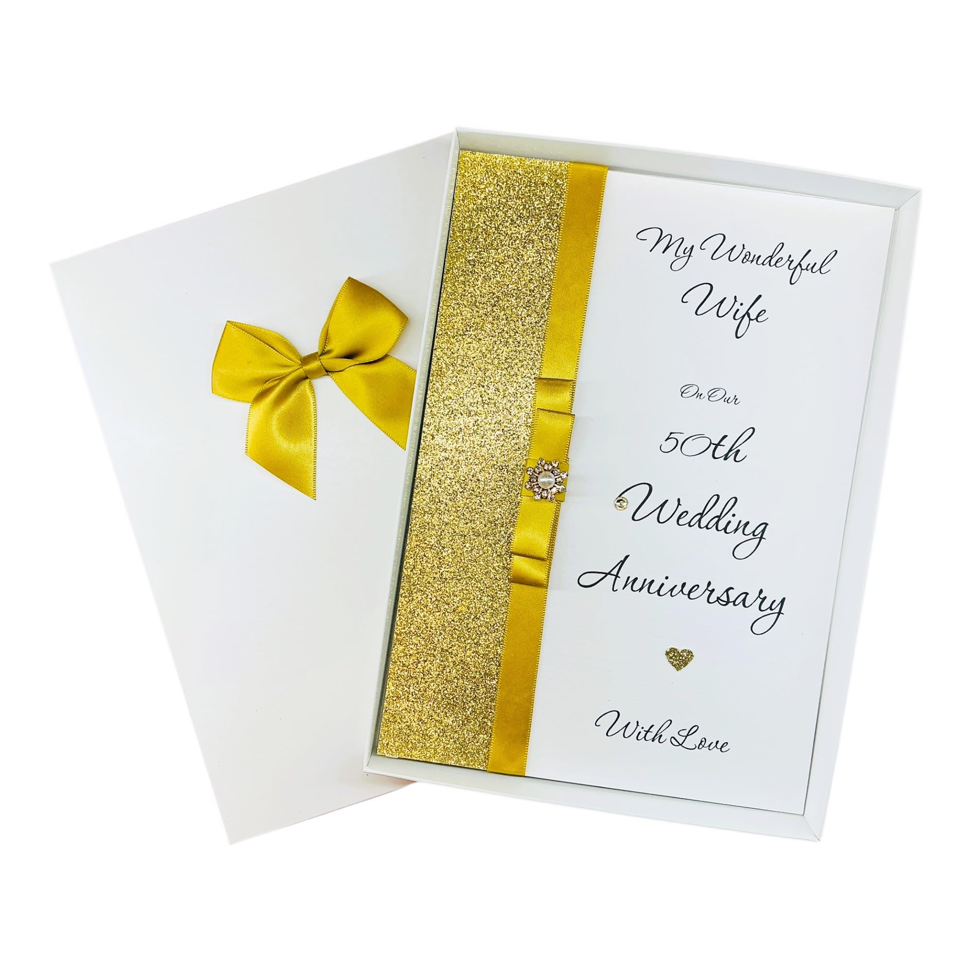 Wife 50th Wedding Anniversary Card Personalised Golden โ LB 123 โ image 1
