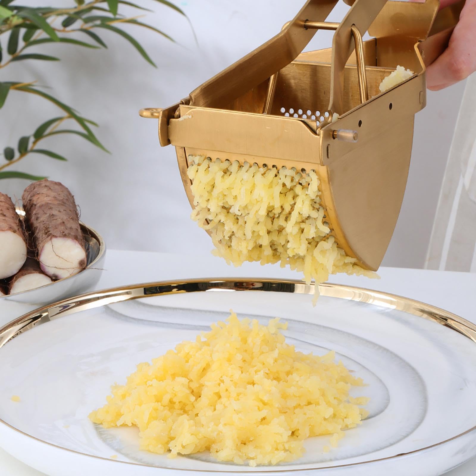 Manuelle Kartoffelpresse, Kartoffelstampfer aus Edelstahl, Kartoffelstampfer, Küchenwerkzeug, Reispresse für Kartoffelpüree, Kartoffelpüreestampfer