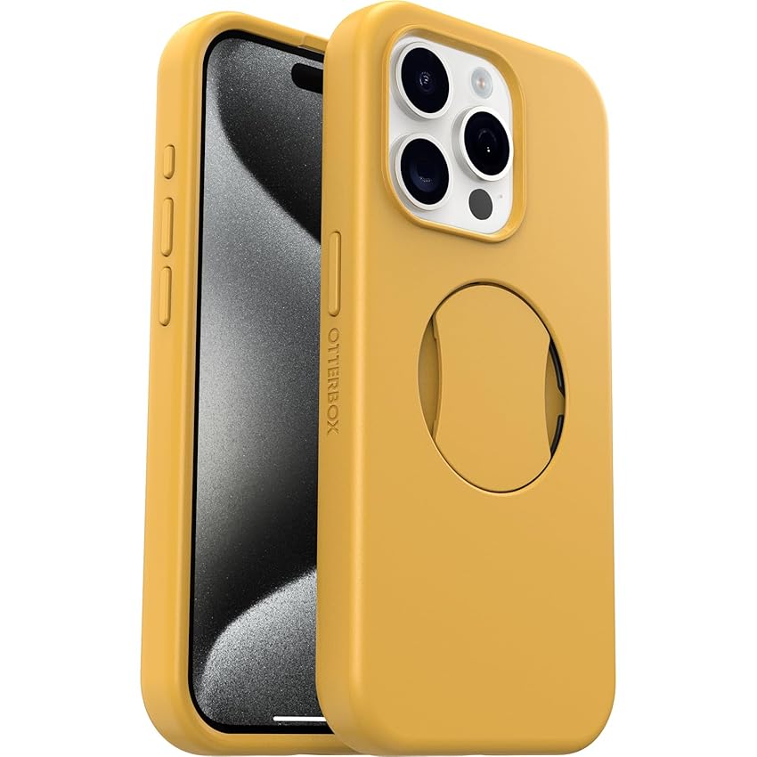 Immagine del prodotto Otterbox Cover OtterGrip Symmetry per iPhone 15 Pro con MagSafe, resistente a shock e cadute, con grip integrato, testata 3x norme MIL-STD 810G, Giallo