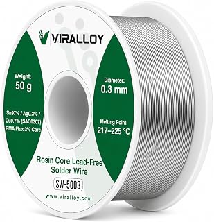 0.3mm Lead Free Solder Wire, Rosin Core Solder for Electronics, Sn97/Ag0.3/Cu0.7, 50g Fine Thin Solder Wire for PCB, Circuit Boards, Micro Soldering and Precision Repair | Precision PCB Repair