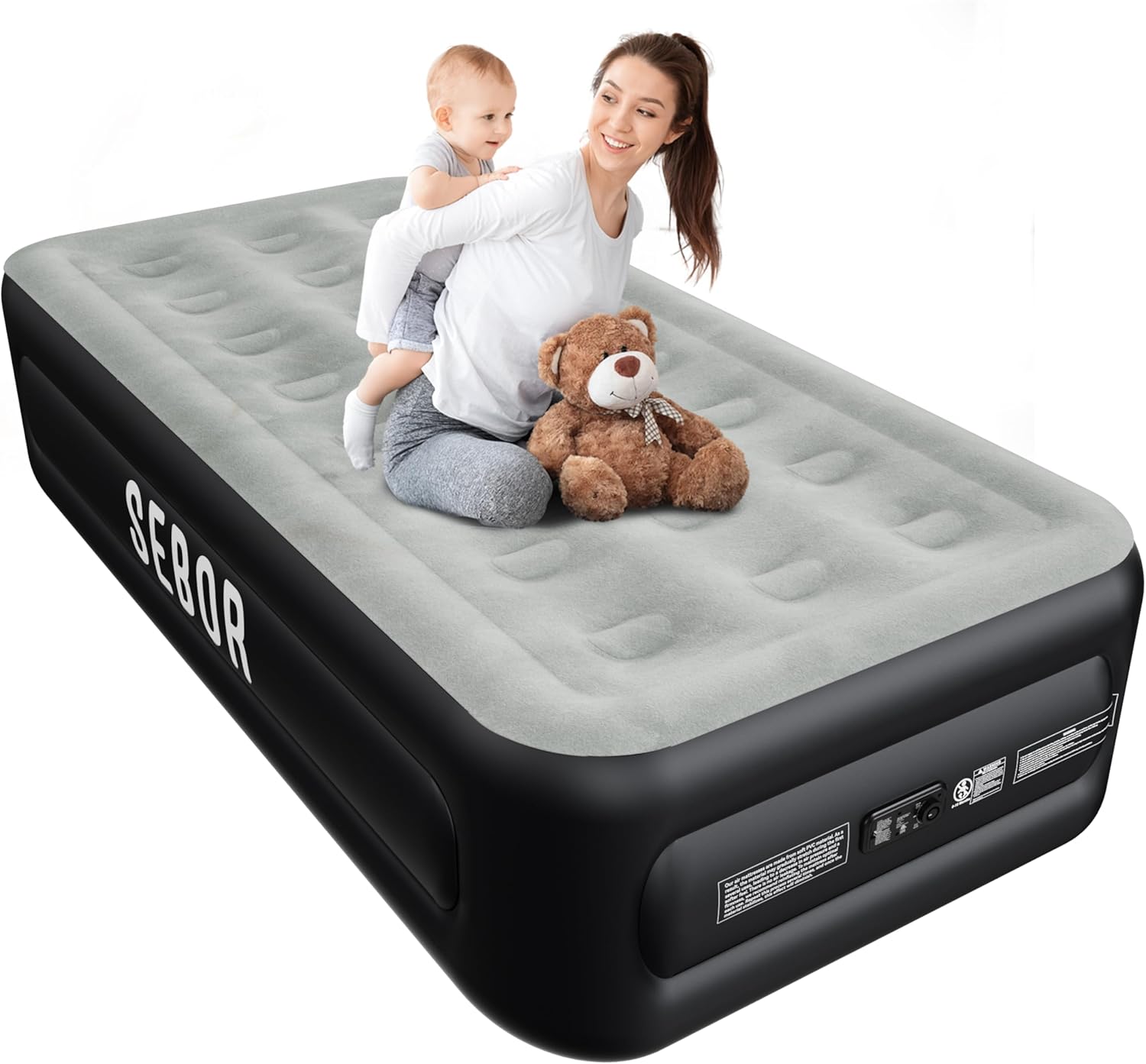 Air Mattress Twin with Built-in Pump 18", Comfortable Self-Inflating Air Mattress with High-Speed Pump, Durable Blow Up Mattress Twin with Storage Bag for Guests, Camping, Travel