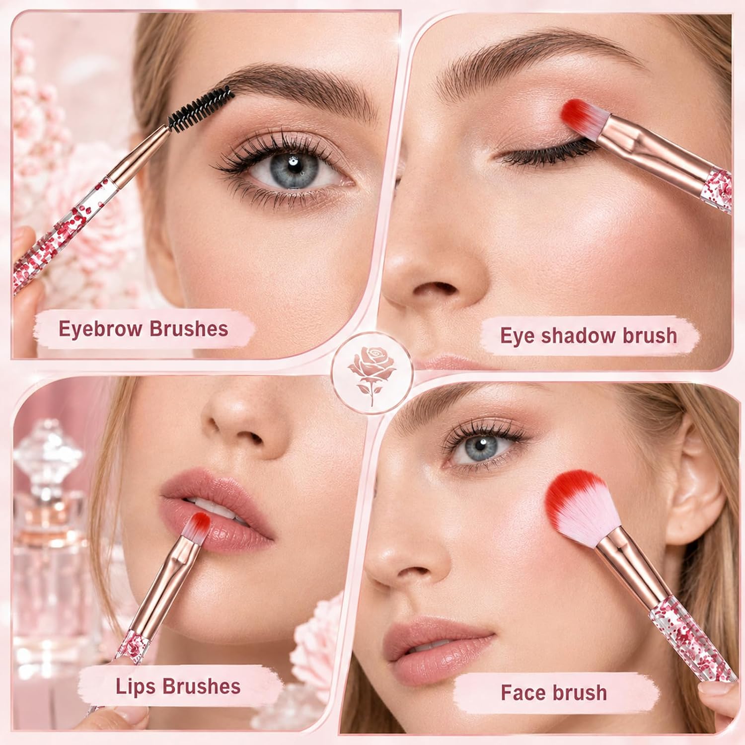 10 PCS Cute Makeup Brushes Glitter Make up Brushes Set Eye Shadow Brush Set image 5