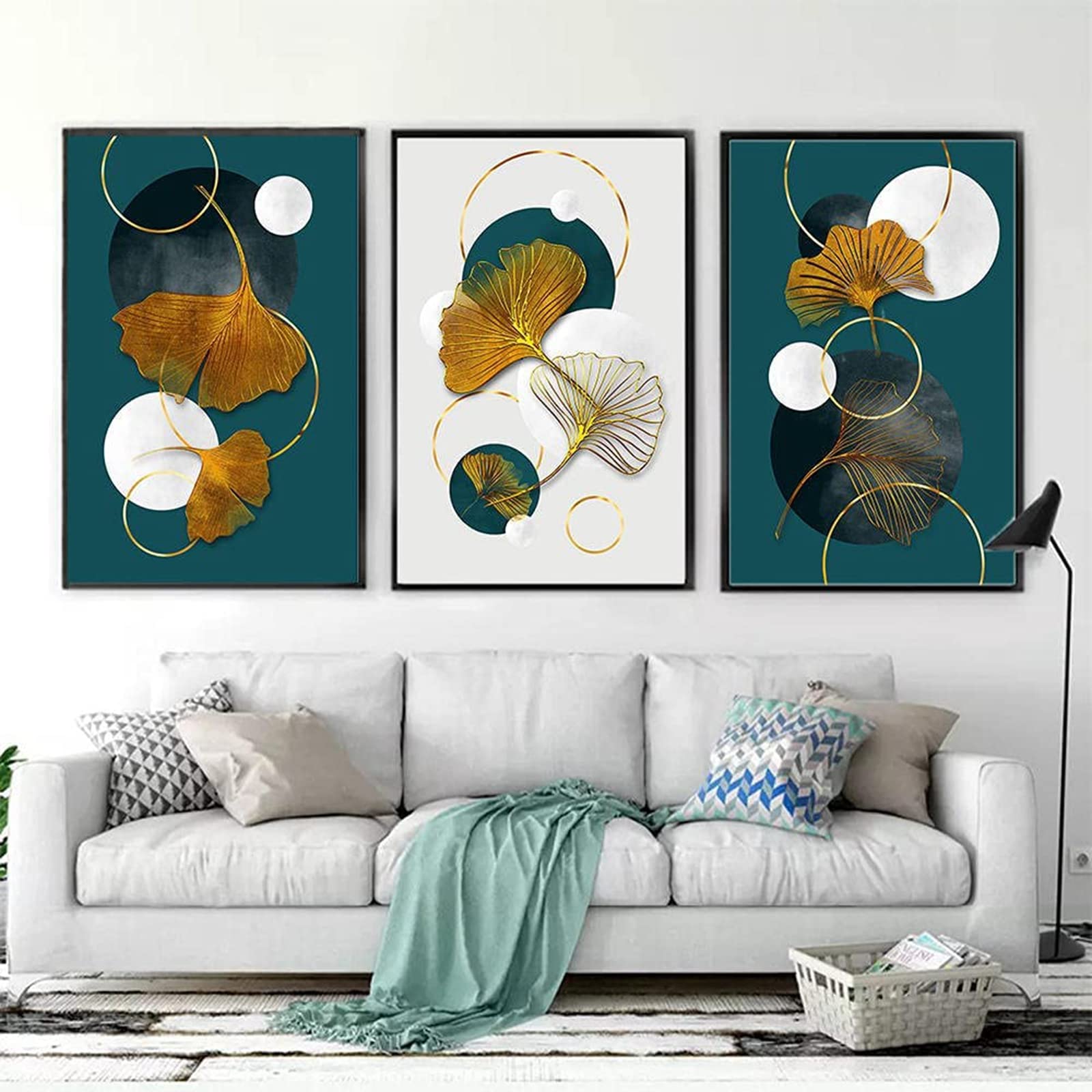 Tableau ginkgo biloba pour salon moderne, toile déco de 40x60cm