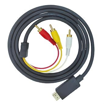 HDMI to RCA Converter Cable with Built-in Chip,hdmi to Av Adapter Plug and Play for PC,DVD Player, Laptop, Monitor,Projector, Television 1080P 5ft/1.5m