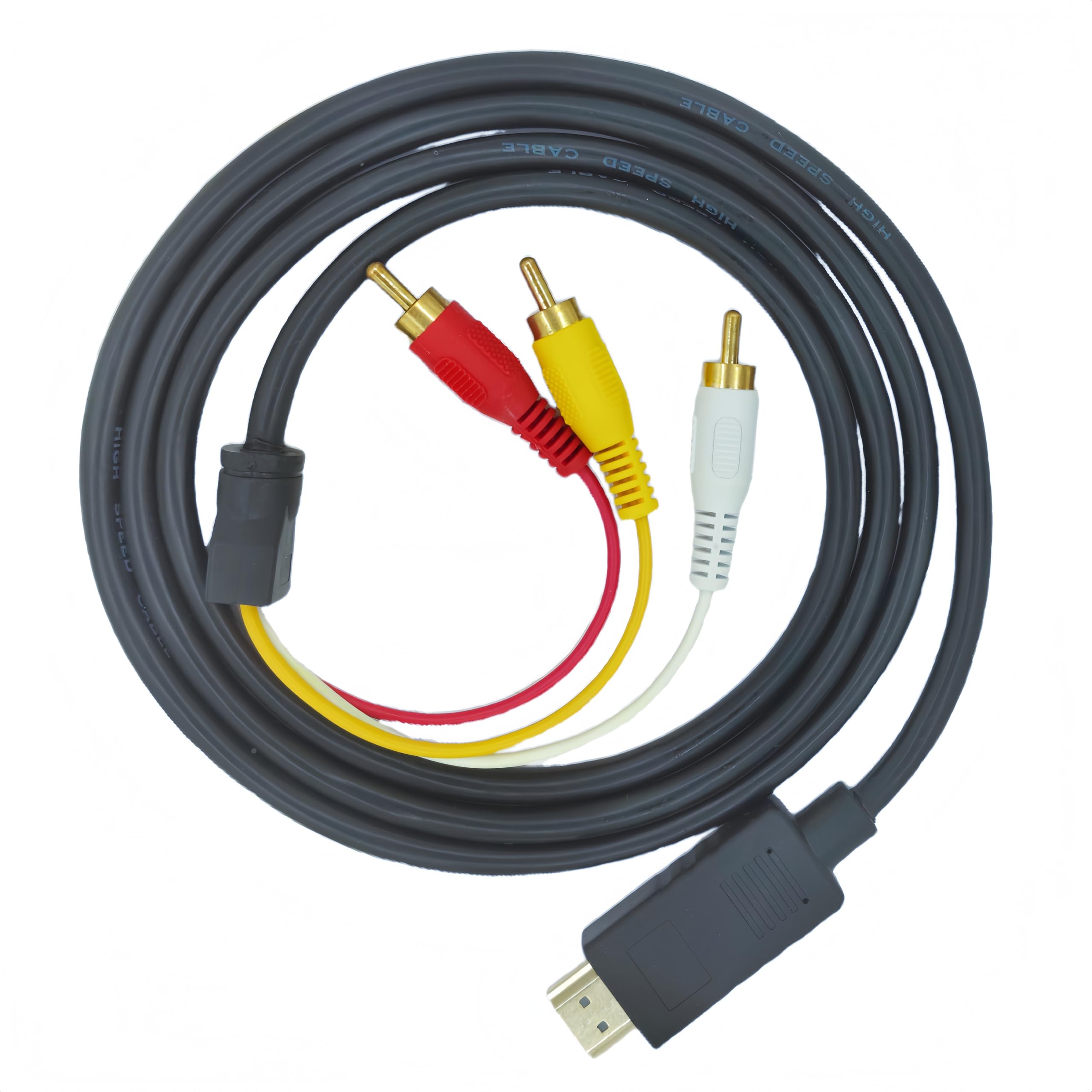 Cavo convertitore da HDMI a RCA con chip integrato, adattatore da HDMI a Av Plug and Play per PC, lettore DVD, laptop, monitor, proiettore, televisione, 1080P, 1,5 m