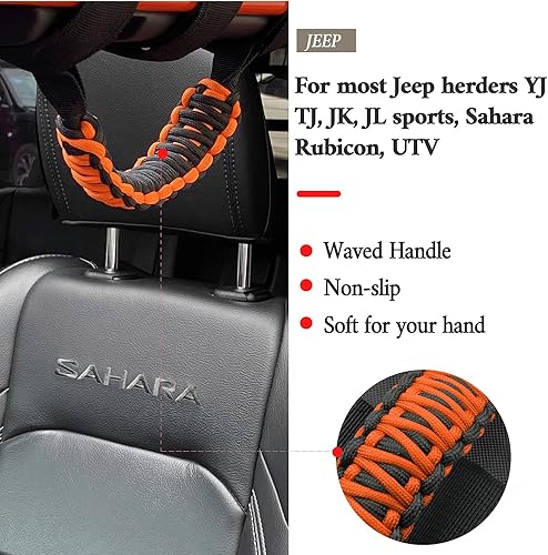 Miniatura 2 de 4 asas de agarre de barra antivuelco compatibles con Jeep Wrangler JLU JK JKU TJ YJ LJ JT JL y Gladiator JT 1987-2021 UTV y ATV, se adapta a barras