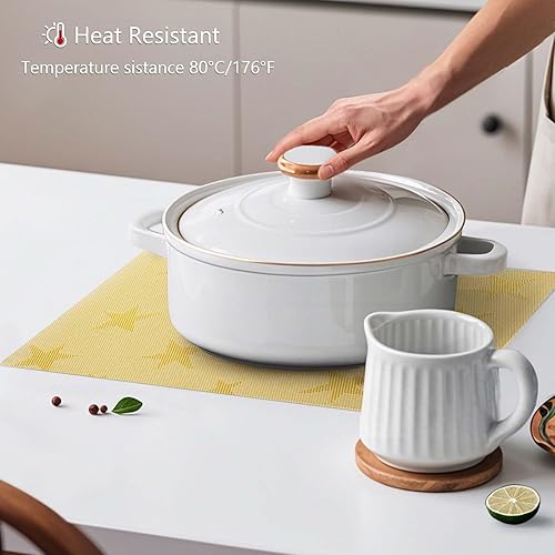 Miniatura 5 de AHHFSMEI Juego de 8 manteles individuales para mesa de comedor, manteles individuales de vinilo tejido de plástico, antideslizantes, aislamiento