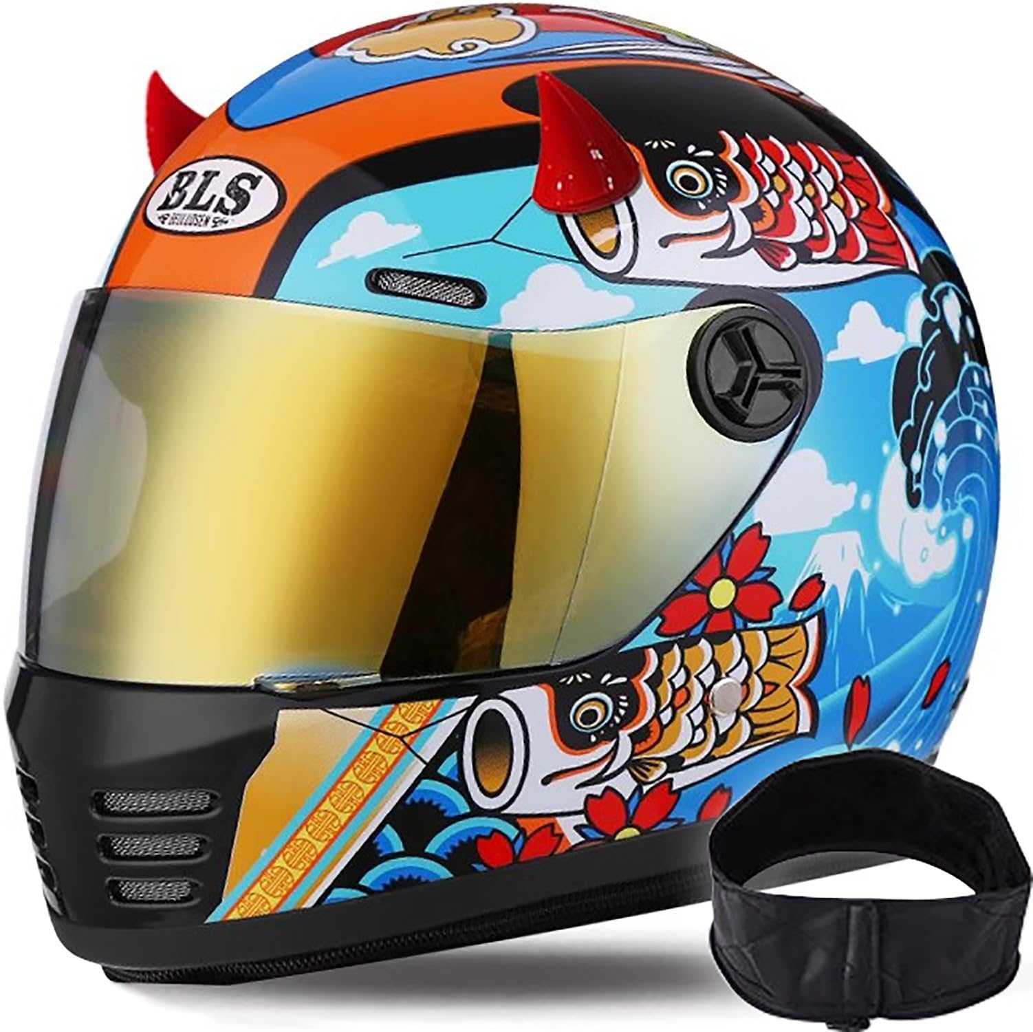Casque Moto Enfant Casque intégral léger pour Enfants, adapté aux Enfants de 5 à 14 Ans pour draisienne Scooter, Fixation Rapide, 52-56 cm
