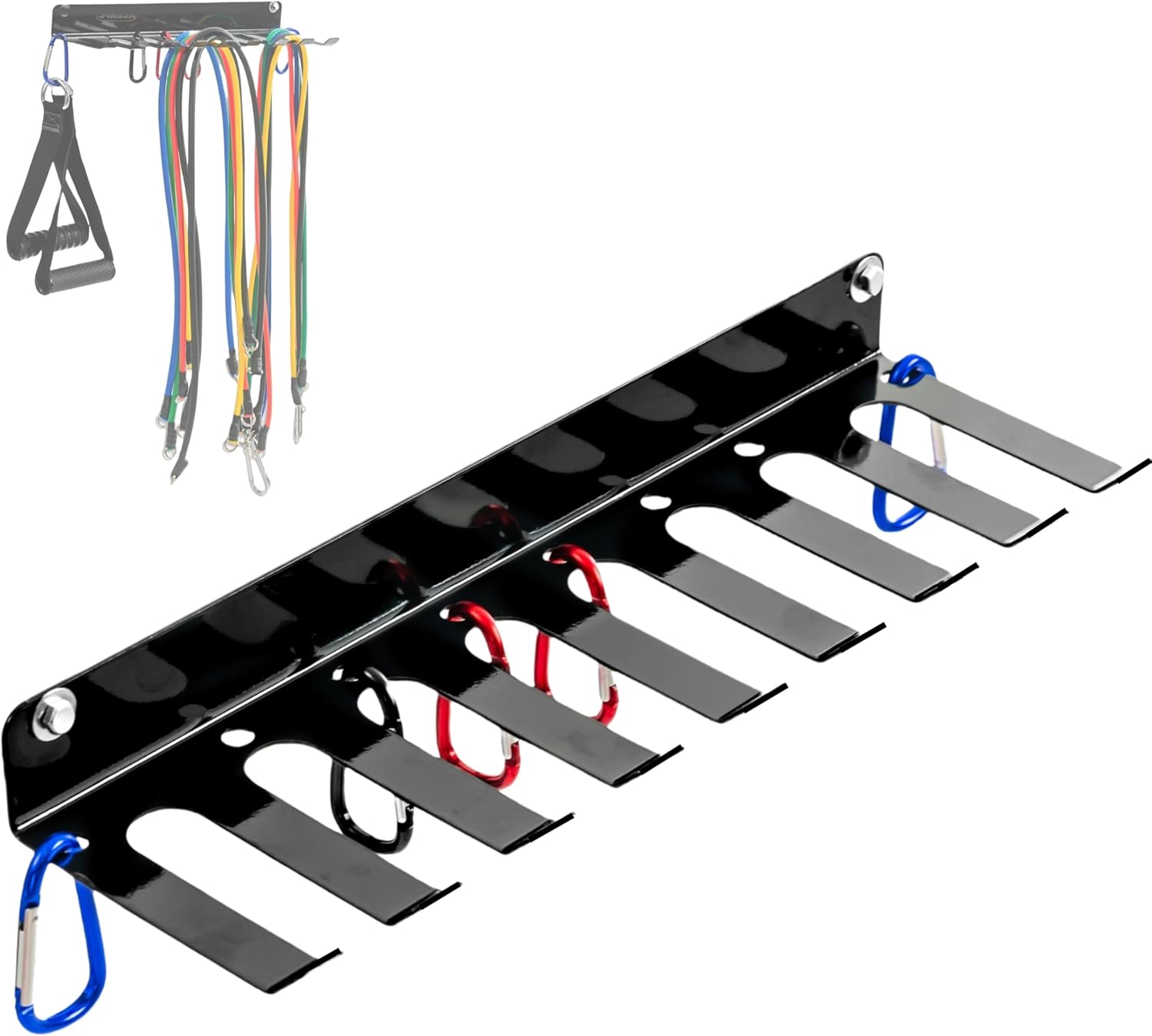 Wall-Mounted Gym Organizer, Resistance Band Storage Rack, Barbell Holder Wall Mount, Dumbbell Storage, Home Gym Accessories Holder