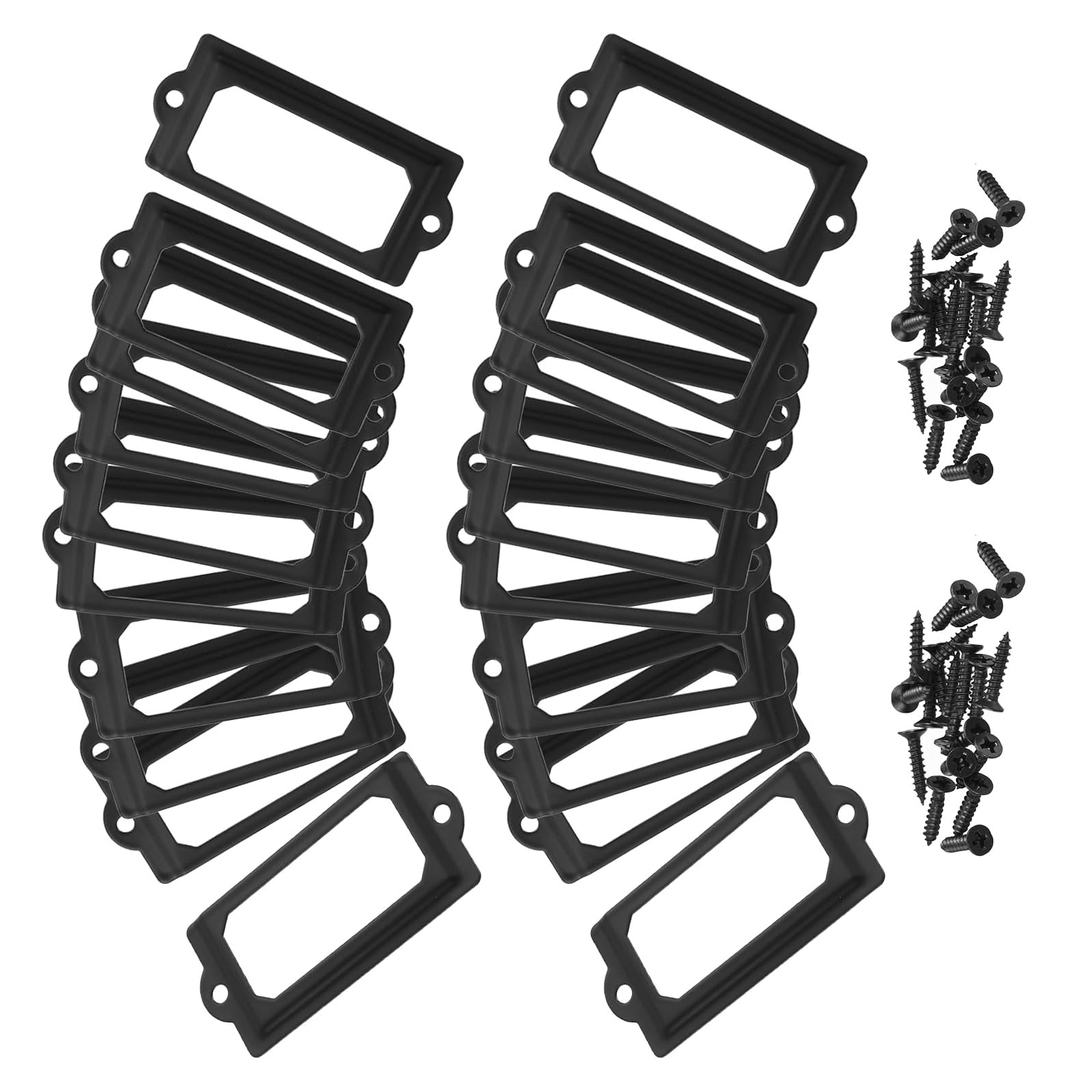 TA-VIGOR 70 x 33mm Antique Metal Label Holders Flie Card Frame 30pc Black