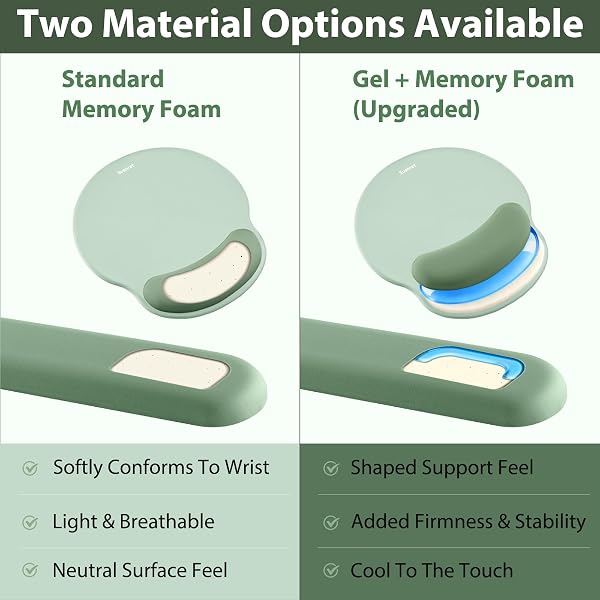 Sushret Mouse Pad & Keyboard Wrist Rest, 3-in-1 Ergonomic Gel Memory Foam Wrist Rest with Wrist Support, Gaming Mouse Pad Arm Rest for Computer Office Desk Accessories, Green - 5