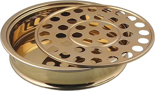 Miniatura 3 de Communion Ware - 3 bandejas para servir vino santo con tapa y 2 platos apilables para pan con tapa, acero inoxidable (latóndorado brillante)