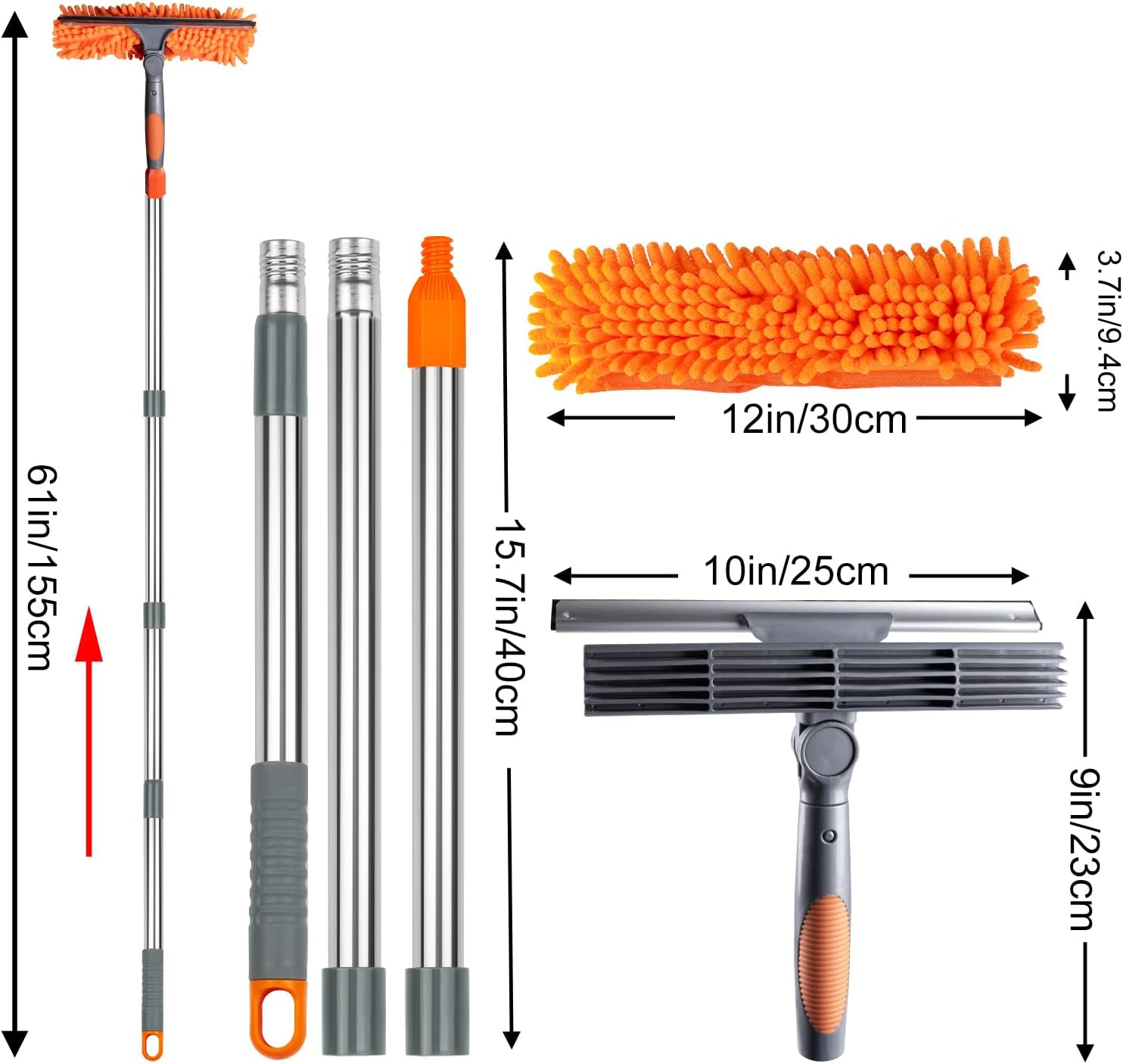 BIE 1 Squeee for Window Cleaning Tool, Long Handle Window Cleaner