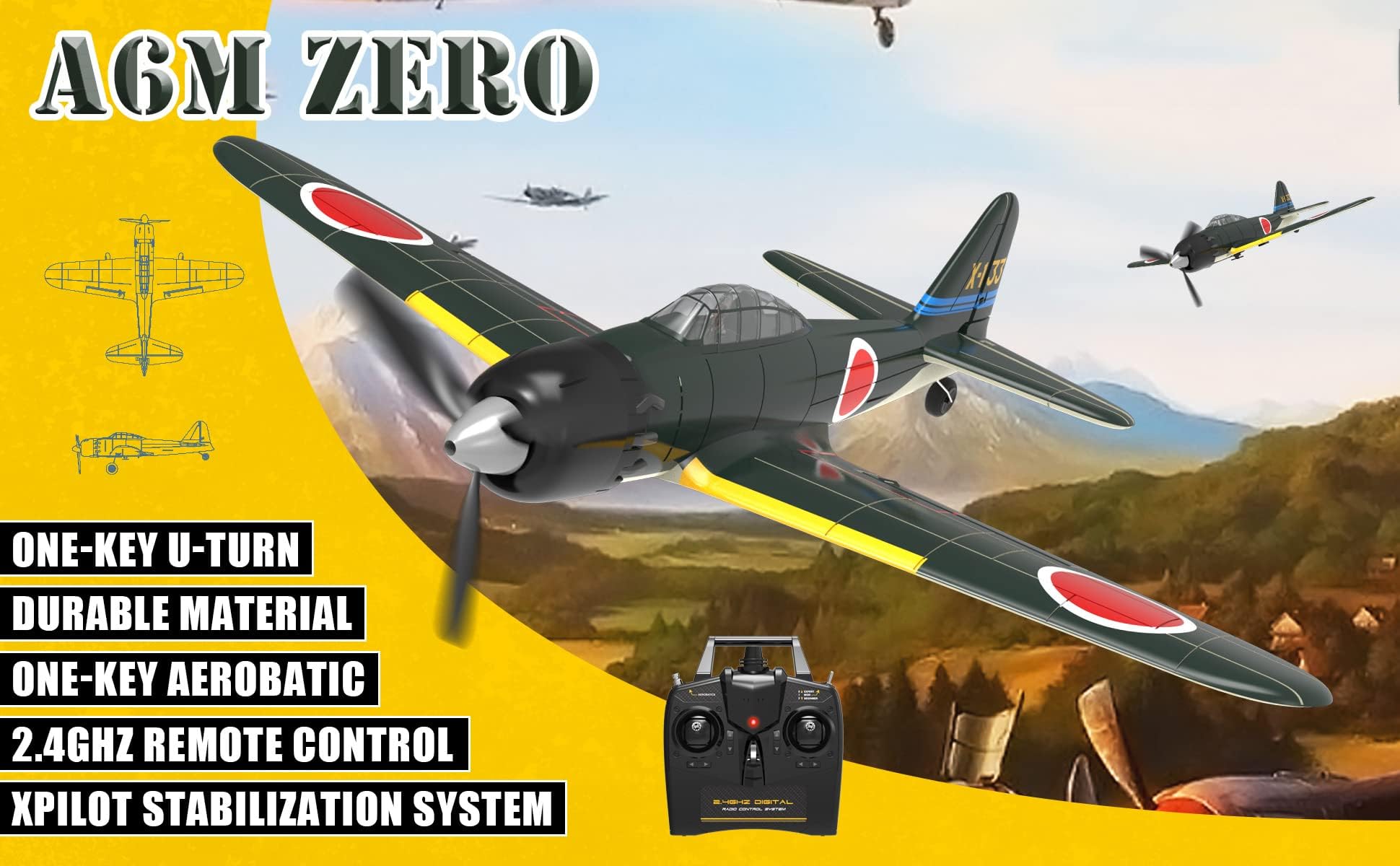 Buy ANTSIR A6M Zero WW2 RC Airplane for Adults - 4CH Remote