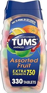TUMS Chewable Antacid Tablets for Extra Strength Heartburn Relief, Great for a Summer BBQ - Assorted Fruit Flavors - 330 Count