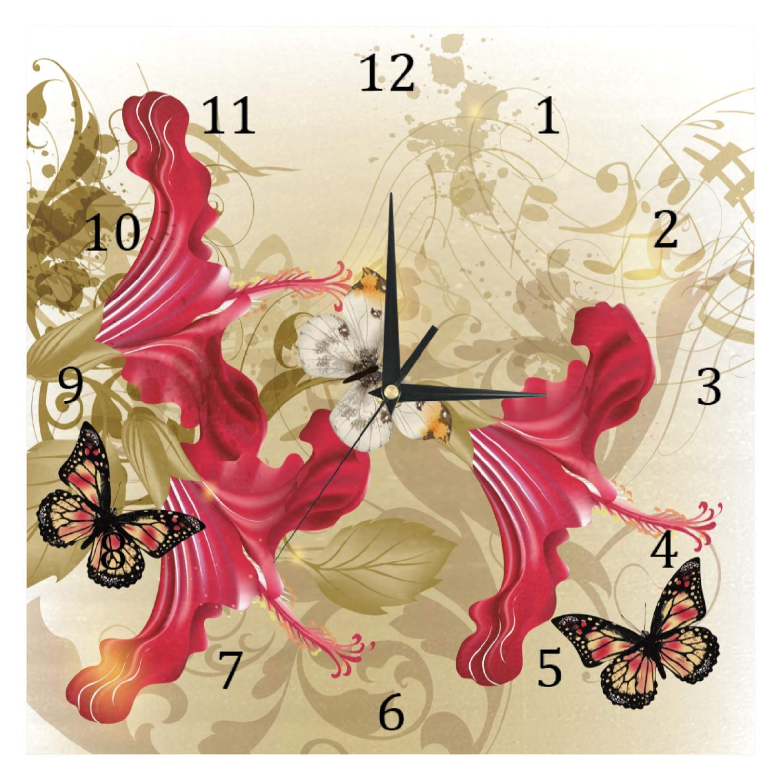 Horloge numerique silencieuse papillons volants fleurs avec piles pour salon