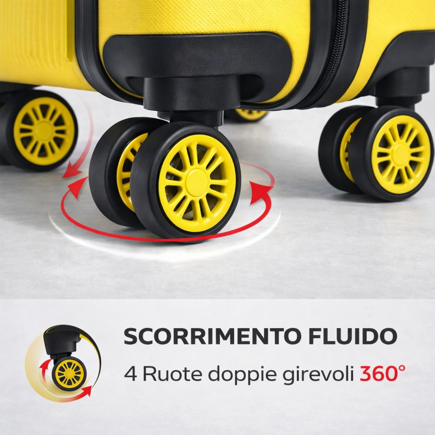 CABIN GO 5513 - Set di 3 valigie - bagaglio a mano da 55 cm, valigia media da 65 cm, valigia grande da 76 cm, in ABS rigido.