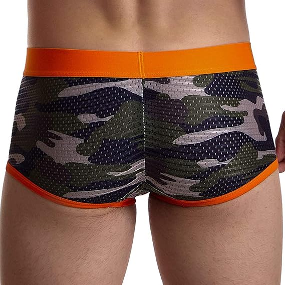Amazon Meilaifushi メンズボクサーパンツ ボクサーブリーフ 吸水速乾 メッシュパンツ 男性下着 通気性 迷彩 パンツ 肌着 ローウエスト 男性用 パンツ ローライズ 下着 人気 男性 トレーニング スポーツ 運動 アンダーウェア インナー ボクサー 通販