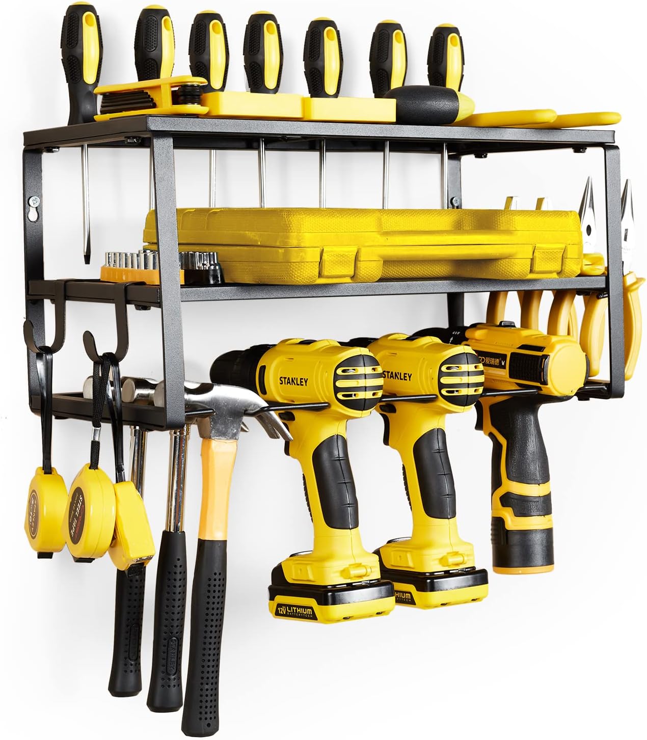 QUSIMI Wall Mounted Power Tool Organizer,Garage SpaceSaving Tool
