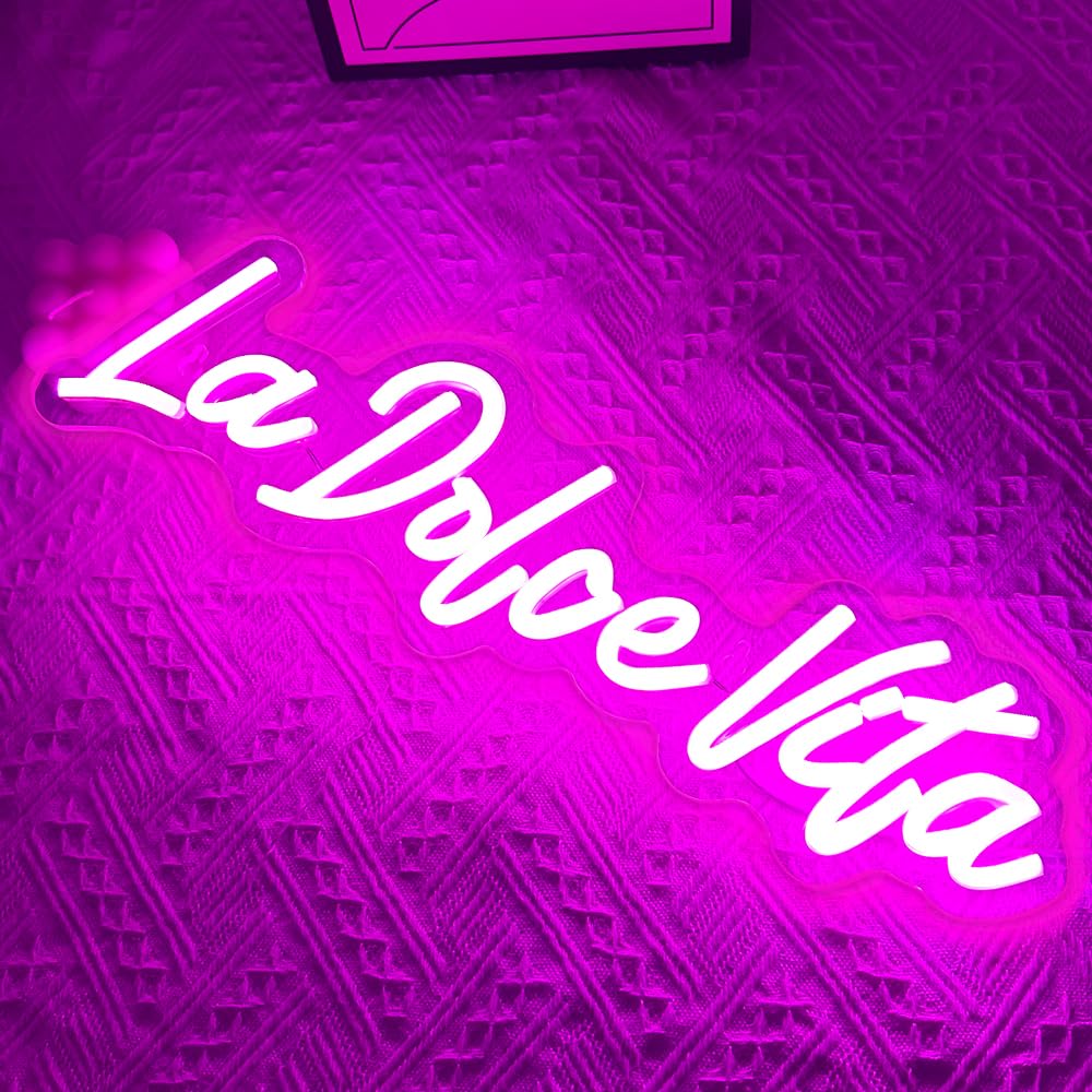 La Dolce Vita Targa neon per decorazione da parete, idea regalo per matrimoni, feste e compleanni, pratiche luci al neon a LED per la decorazione della casa