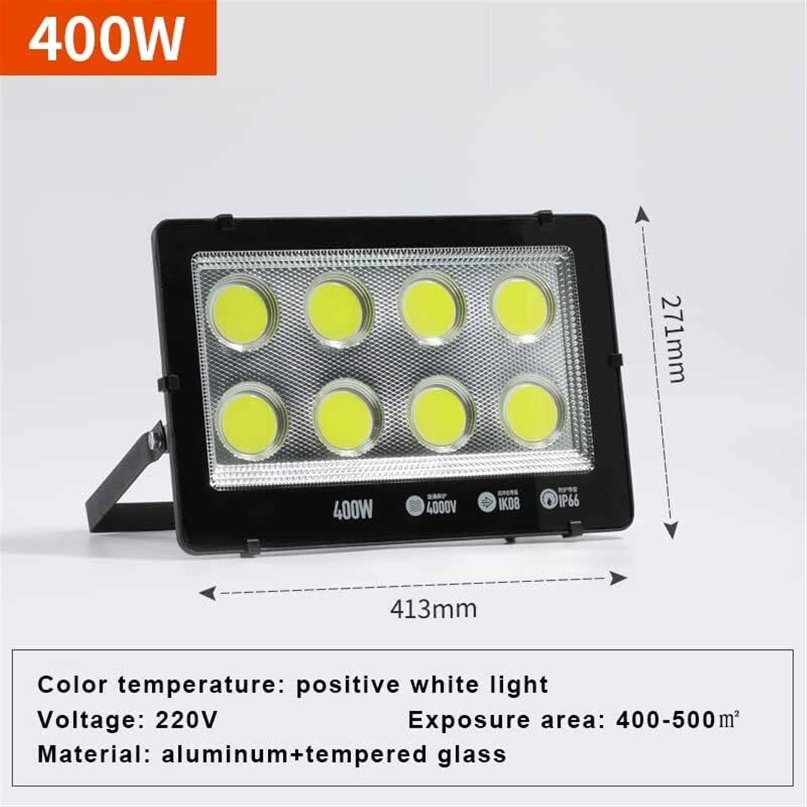 Lampy solarne zewnętrzne, Zewnętrzne bardzo jasne światło punktowe z możliwością regulacji w zakresie 180°, pozytywne białe oświetlenie robocze(400W)