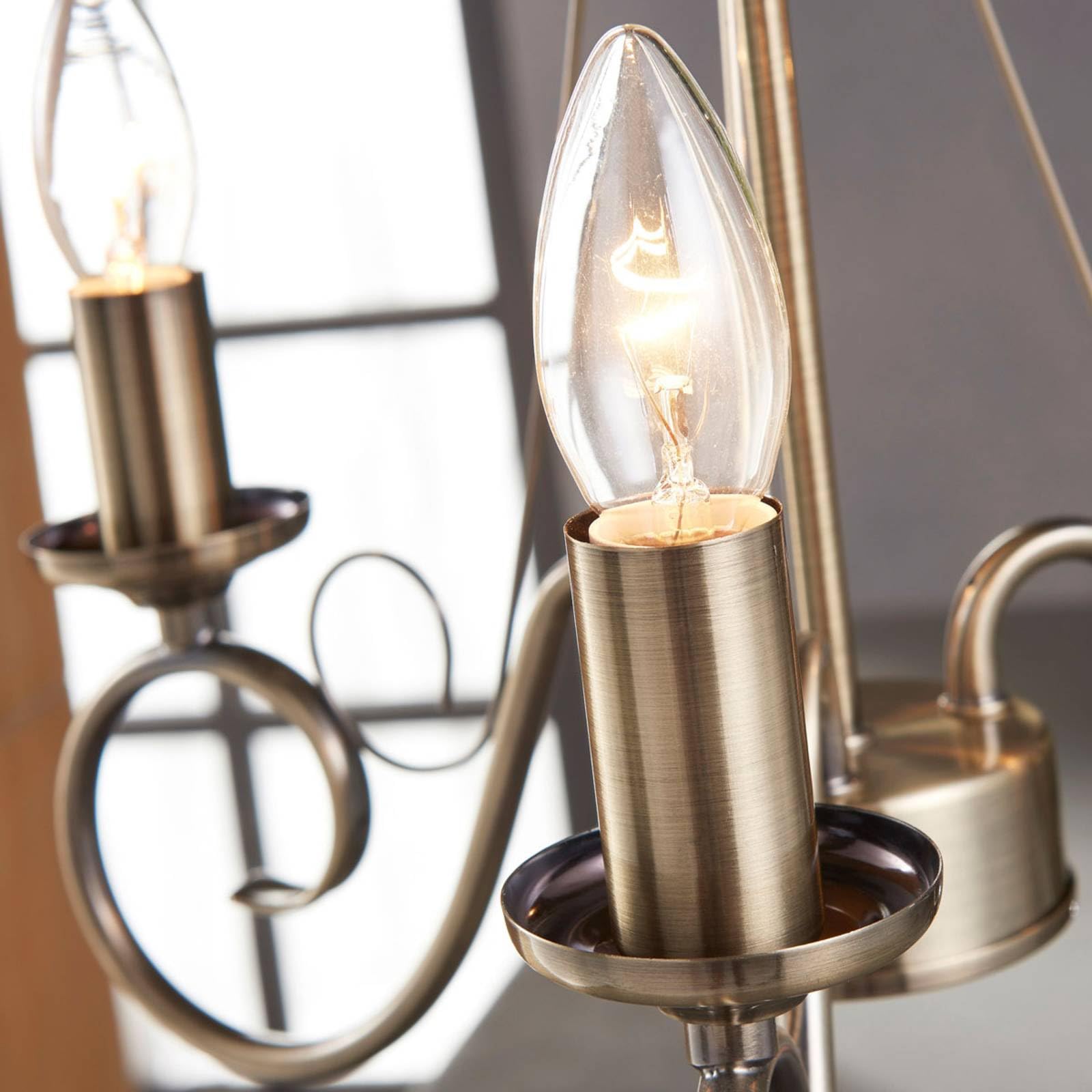 Lindby Lampadario dimmerabile (Antico) colore Marrone, in Metallo ad es. Soggiorno & Sala da pranzo lampada a sospensione sistema lampadario plafoniera