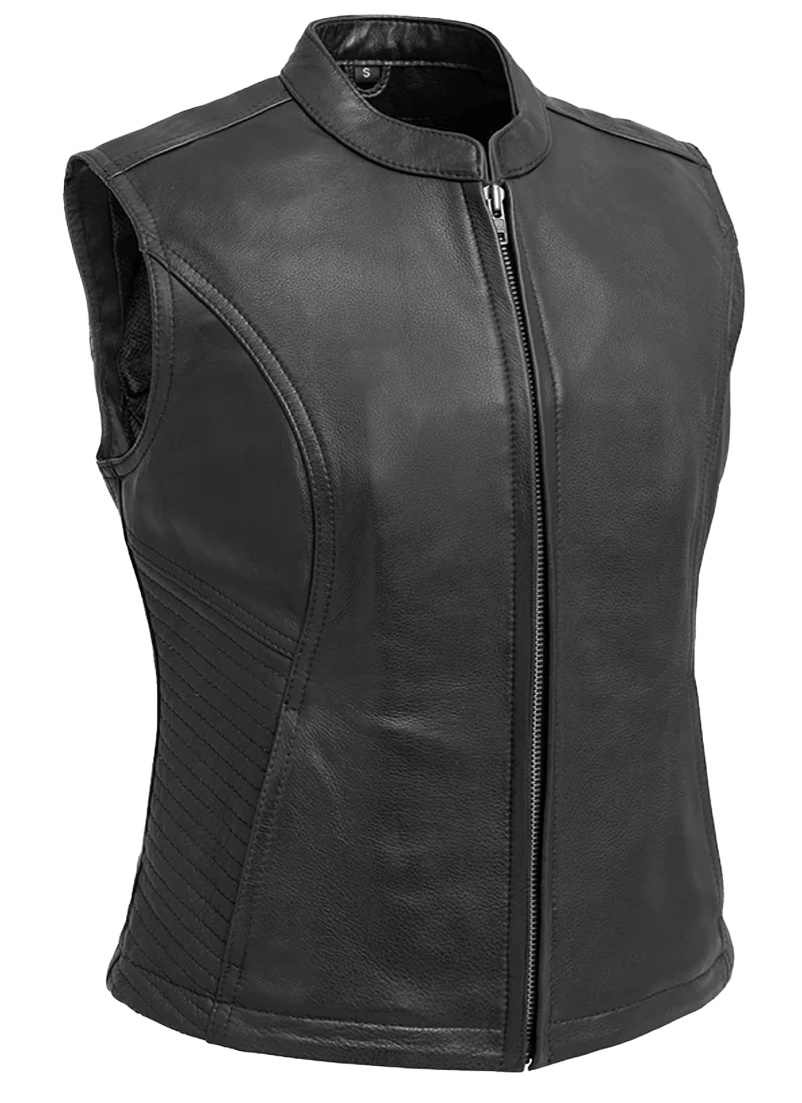 First Mfg Co - Nina - Women's Motorcycle Biker Riding Black Leather Vest - Small - Conceal Carry Pockets