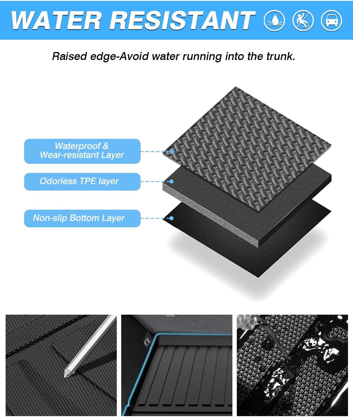 Powerty Trunk Mat for 2022-2024 2025 2026 Jeep Grand Cherokee Accessories Cargo Mats TPE All Weather Cargo Liner Heavy-Duty Trunk Liners(NOT for Grand Cherokee L)
