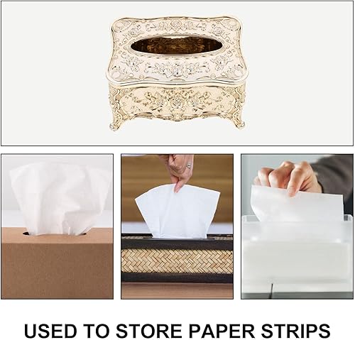 Miniatura 6 de Cabilock Decoración de baño, caja de pañuelos europea en relieve, soporte para pañuelos acrílicos, organizador de servilletas, cubierta de caja de