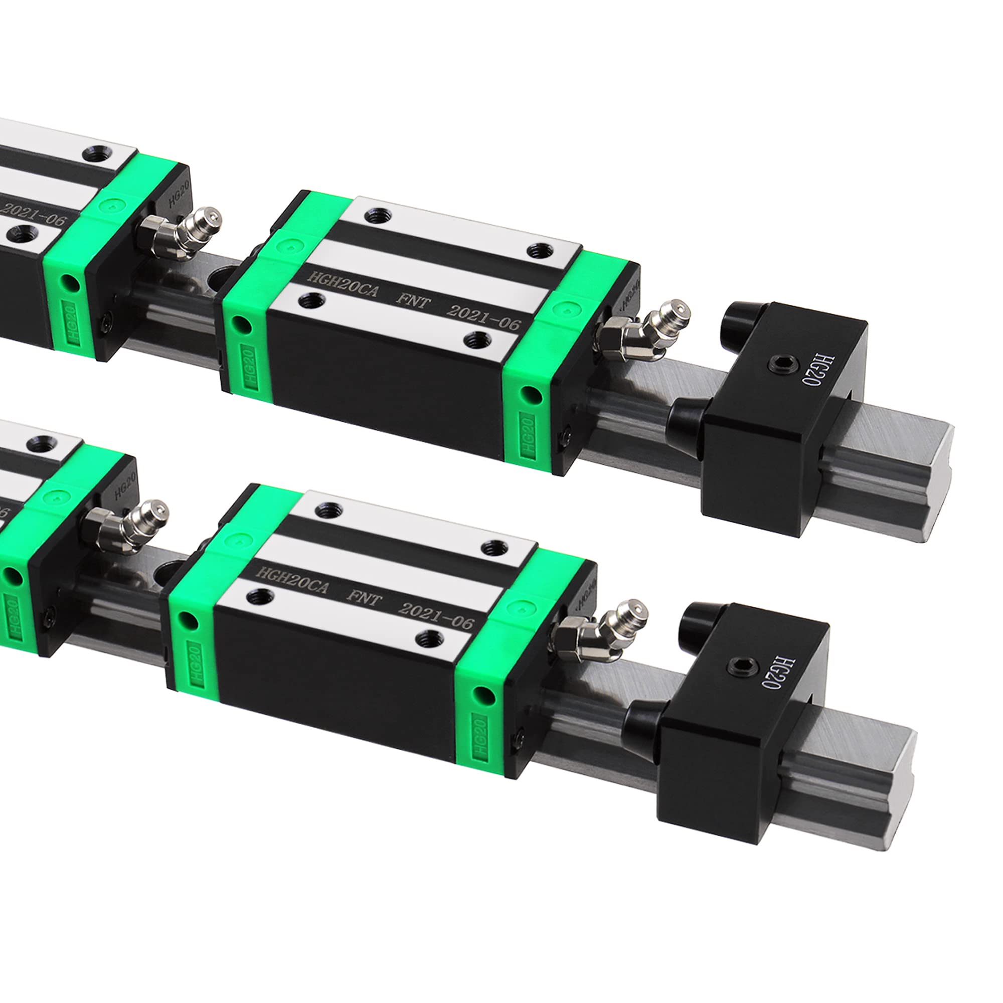 CNCMANS Guida lineare HGH20/HGR20, 2 guide lineari HGR20, 400 mm, con 4 blocchi di limitazione e 4 blocchi di scorrimento HGH20CA (HGH20 400 mm)