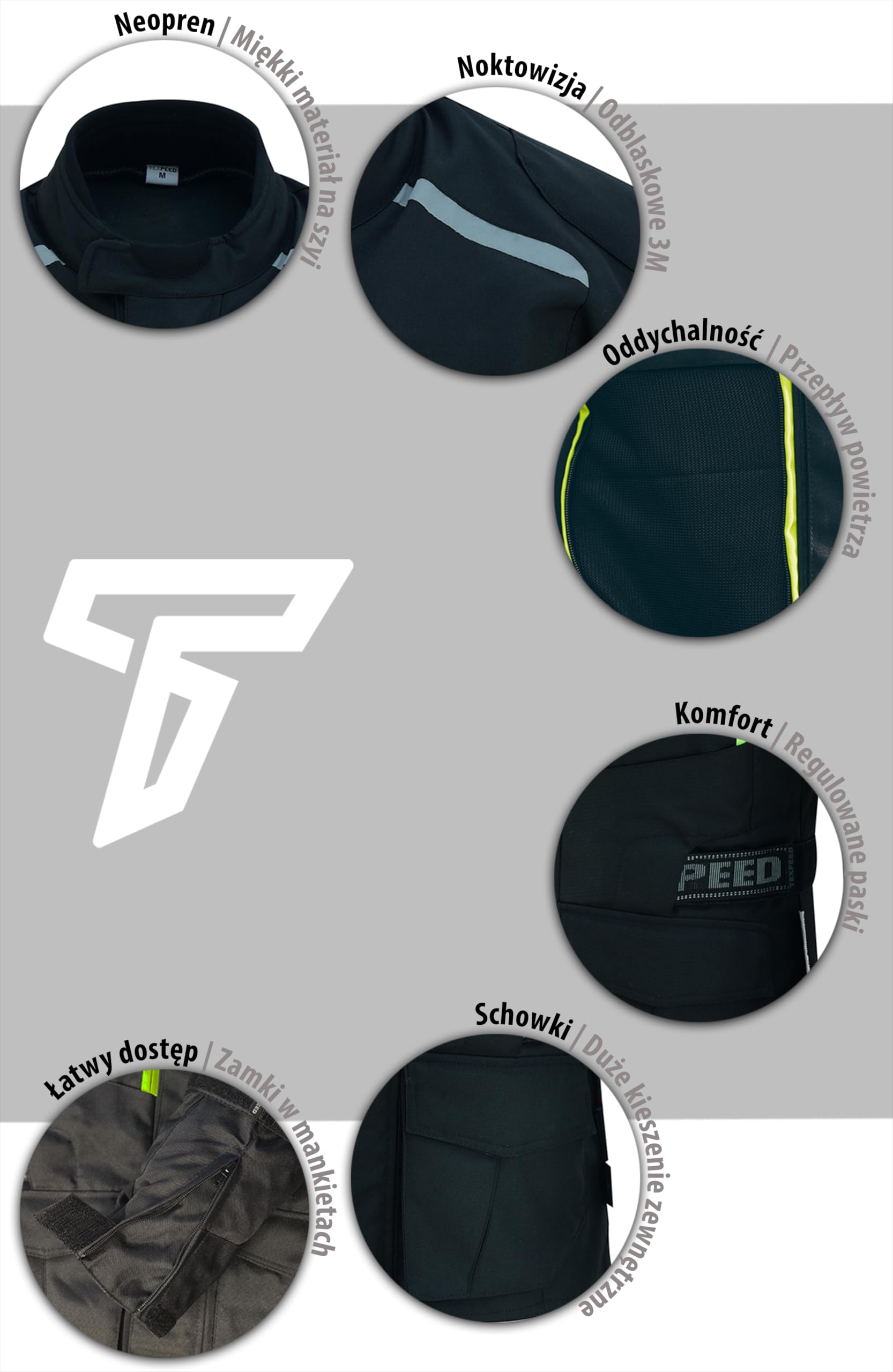 Texpeed Męska kurtka motocyklowa wodoodporna z tkaniny Cordura z ochraniaczami motocyklowymi (EN 1621-1) – Czarna (M)