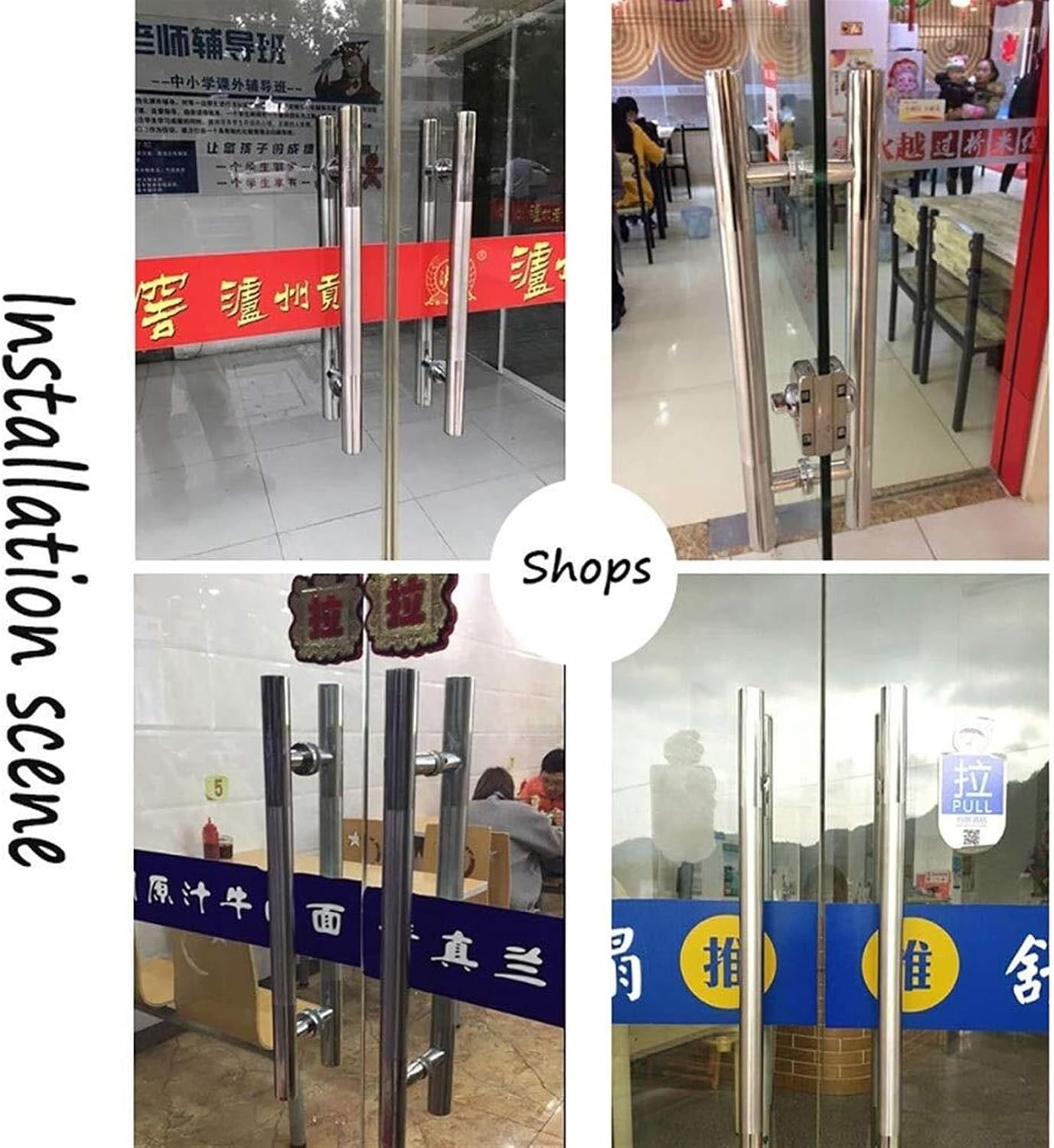 Simple Modern Office Glass Door Pull Handle Home Wooden Barn Door Sliding Handle Stainless Steel Round Tube Handle Door Hardware (Size : 800x600mm)