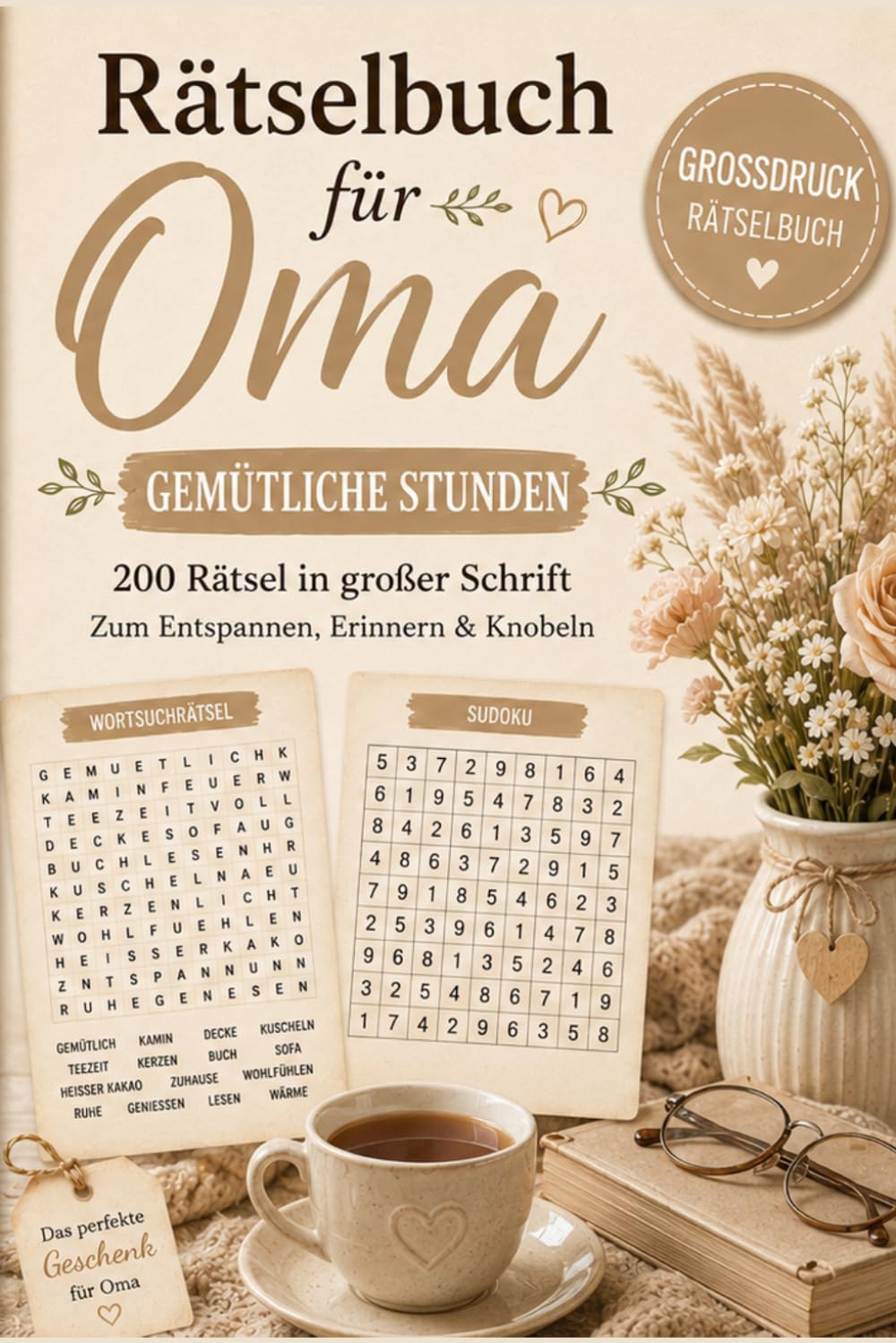 Rätselbuch für Oma – Gemütliche Stunden: 200 Rätsel in großer Schrift zum Knobeln – mit Wortsuchrätseln, Sudoku, Wortsalat und vielen mehr – Oma ... zum Knobeln, Erinnern und Verschenken)